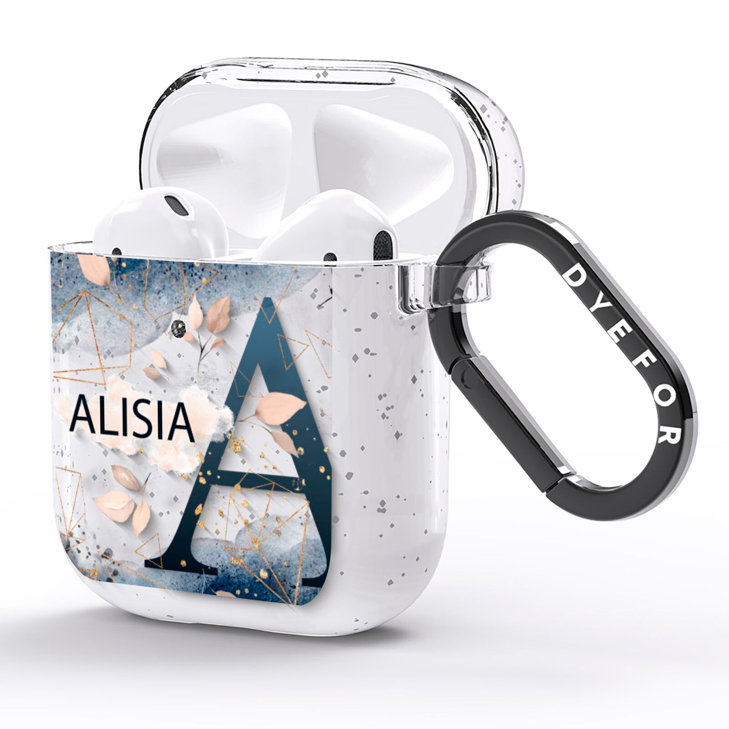 Personalised Watercolour Geometric AirPods Glitter Case Side Image