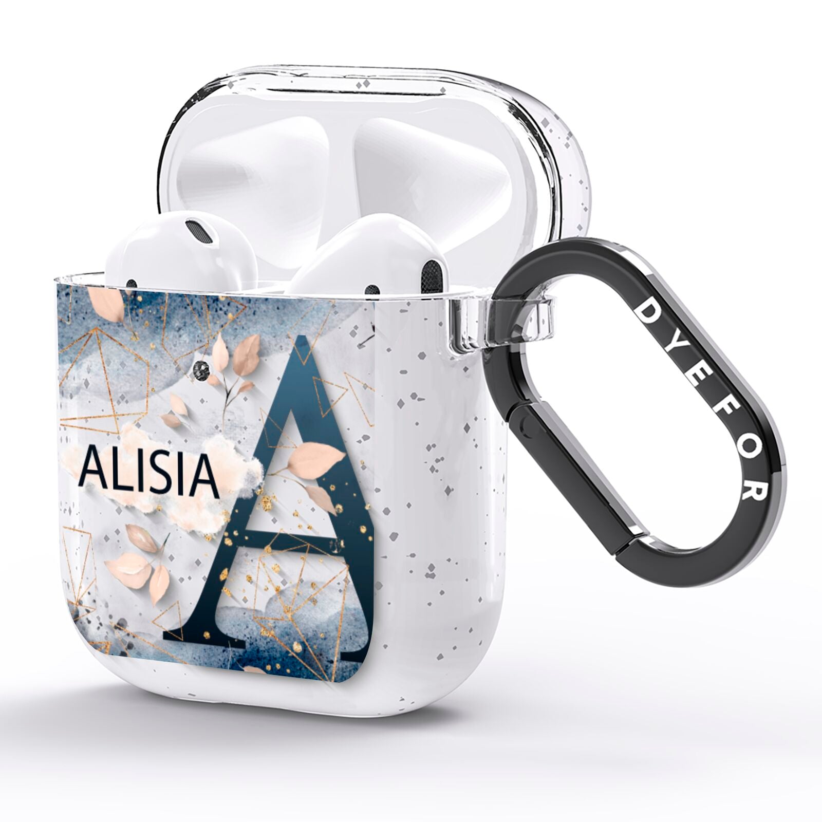 Personalised Watercolour Geometric AirPods Glitter Case Side Image