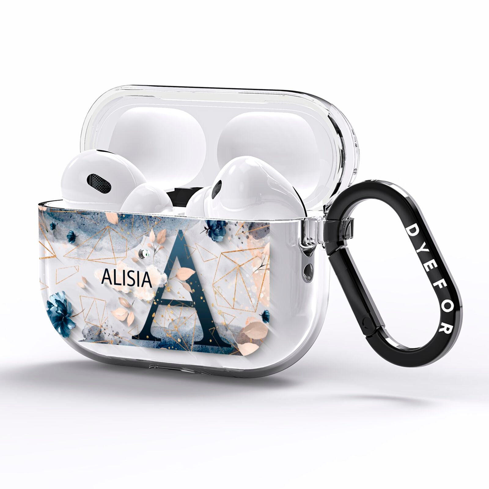 Personalised Watercolour Geometric AirPods Pro Clear Case Side Image