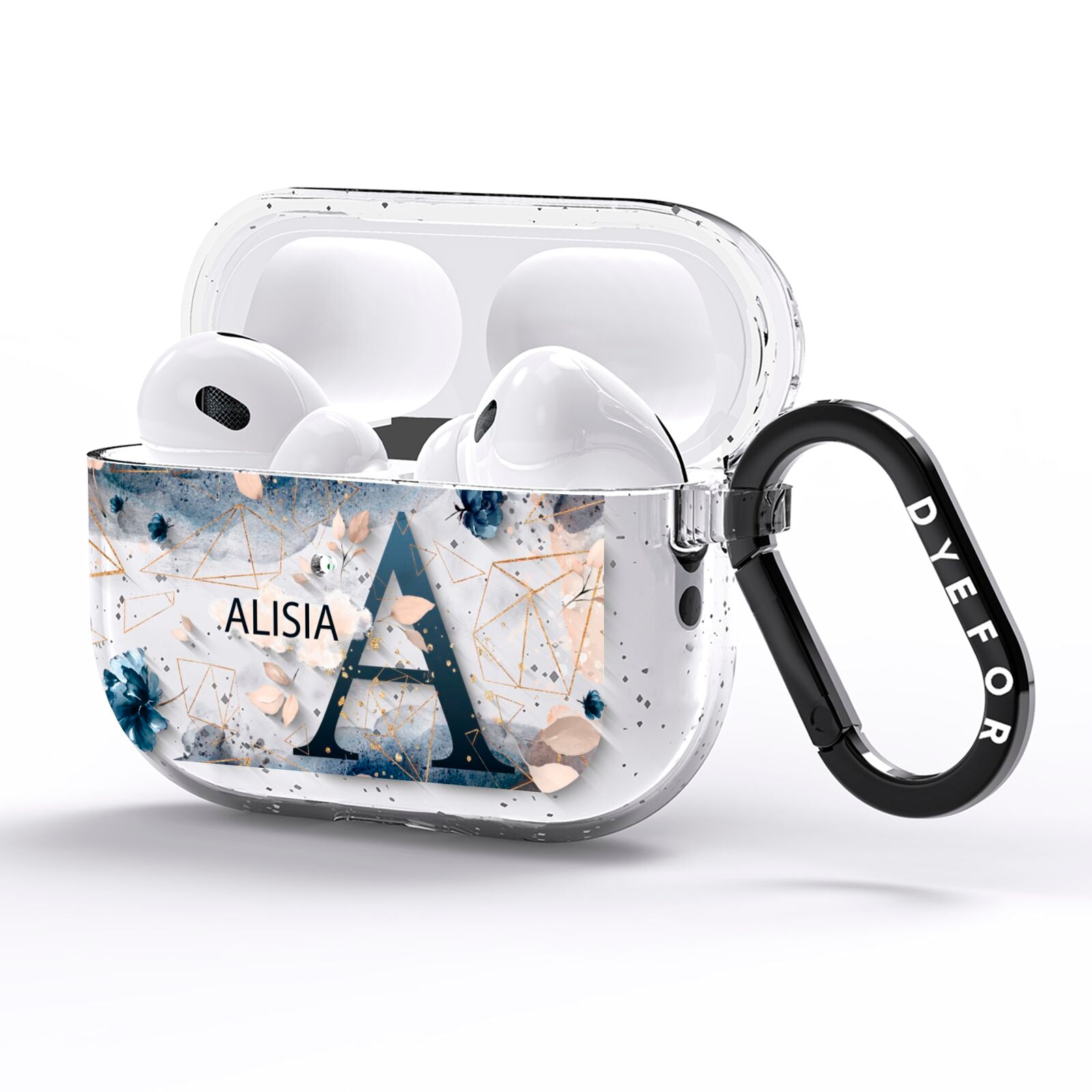 Personalised Watercolour Geometric AirPods Pro Glitter Case Side Image