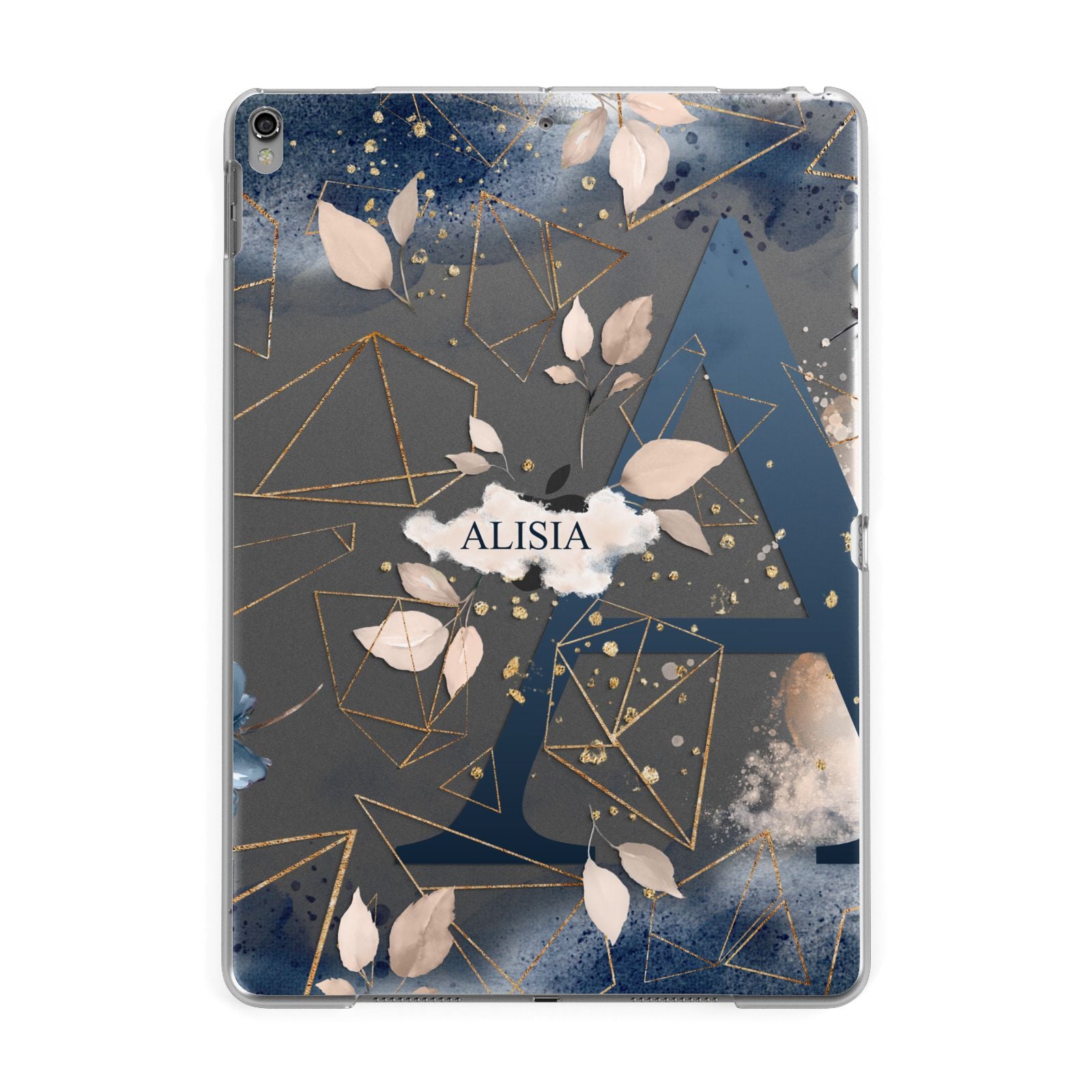 Personalised Watercolour Geometric Apple iPad Grey Case