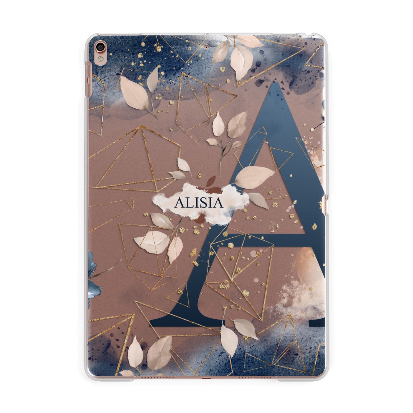Personalised Watercolour Geometric Apple iPad Rose Gold Case