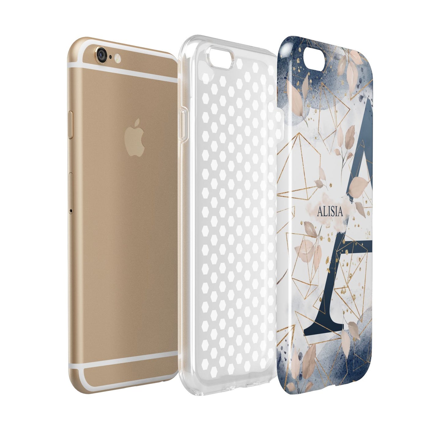 Personalised Watercolour Geometric Apple iPhone 6 3D Tough Case Expanded view