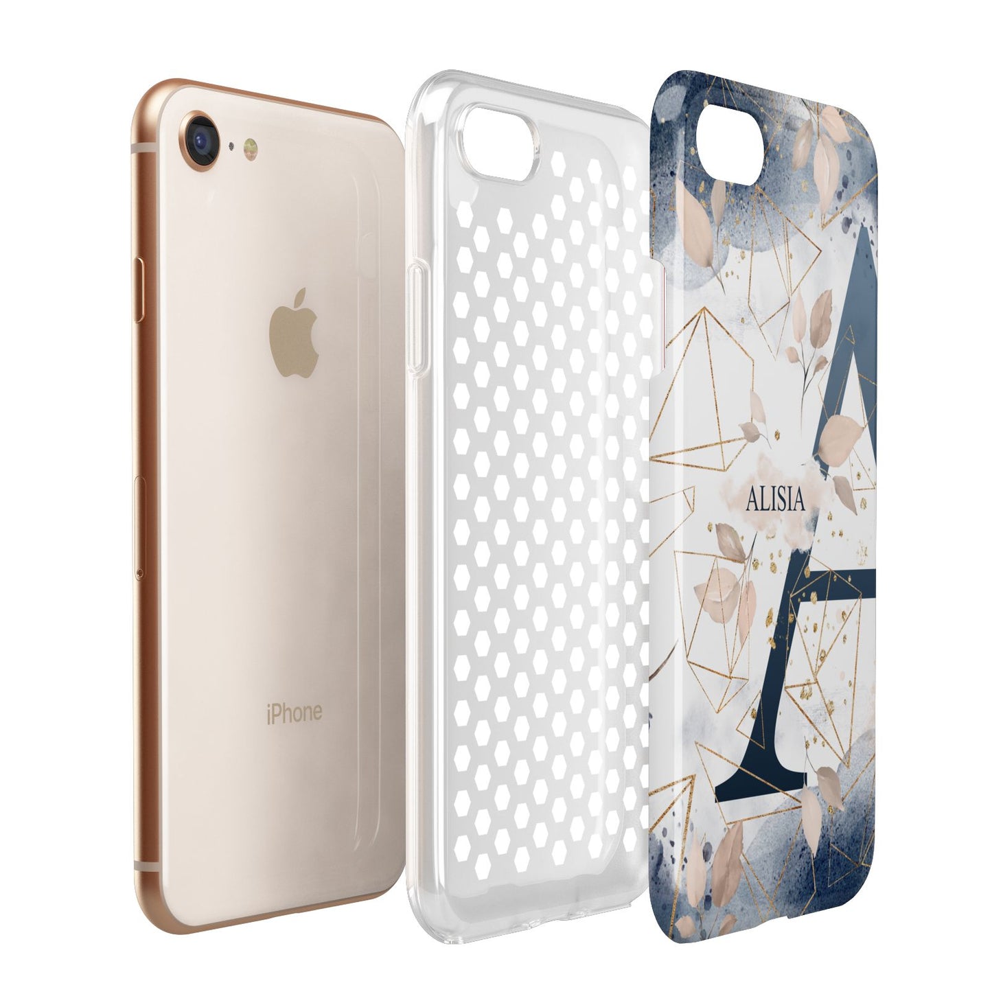 Personalised Watercolour Geometric Apple iPhone 7 8 3D Tough Case Expanded View