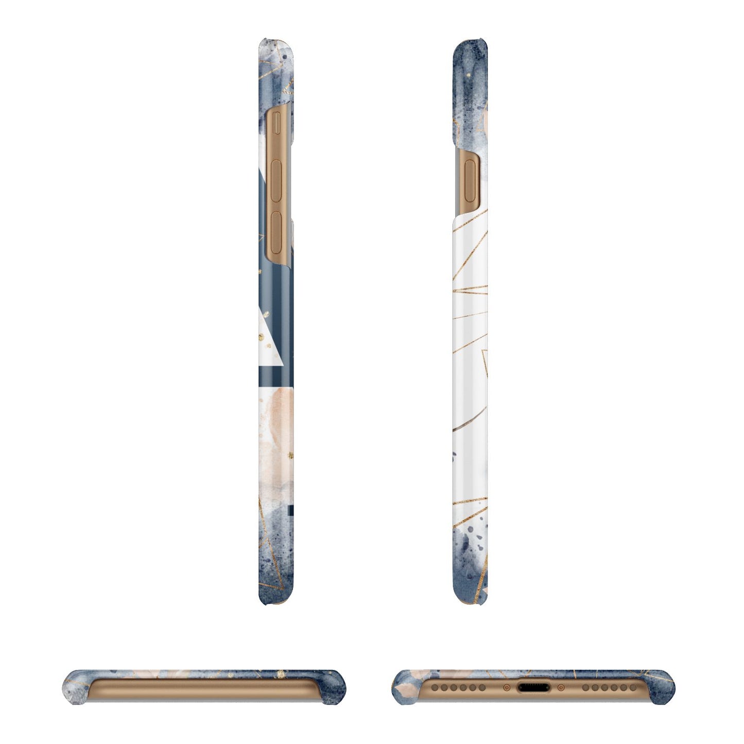 Personalised Watercolour Geometric Apple iPhone 7 8 3D Wrap Snap Case Angled Images