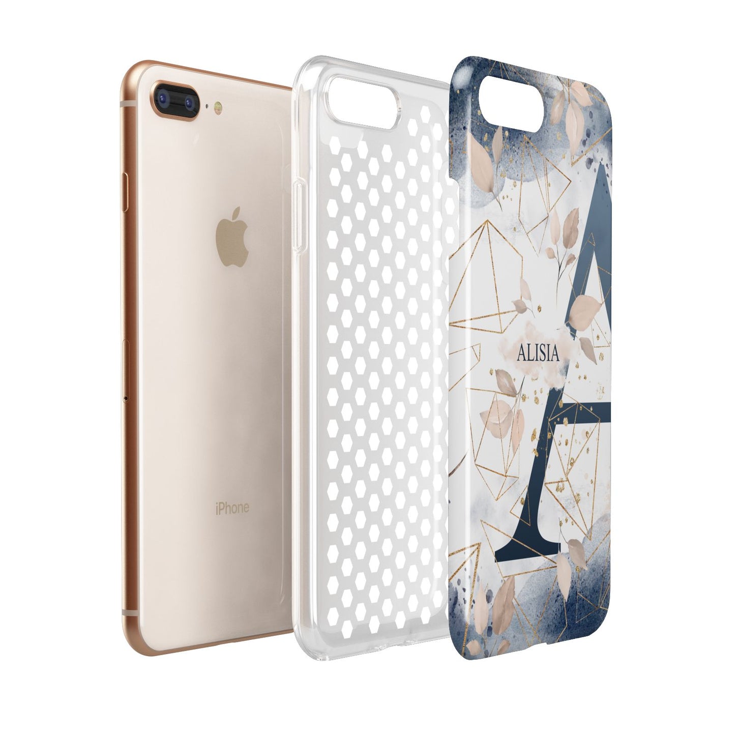 Personalised Watercolour Geometric Apple iPhone 7 8 Plus 3D Tough Case Expanded View