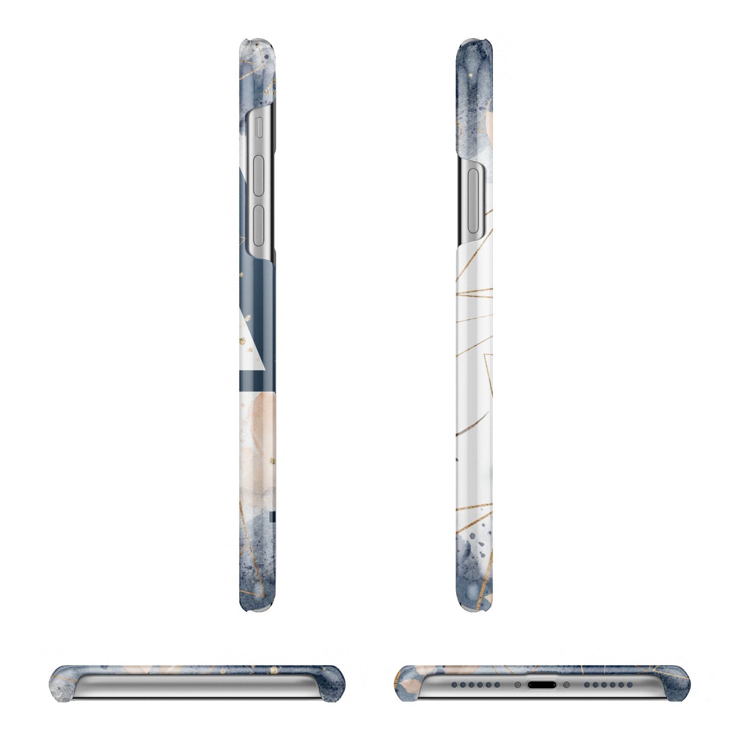 Personalised Watercolour Geometric Apple iPhone XR 3D Wrap Snap Case Angled Images on White Phone