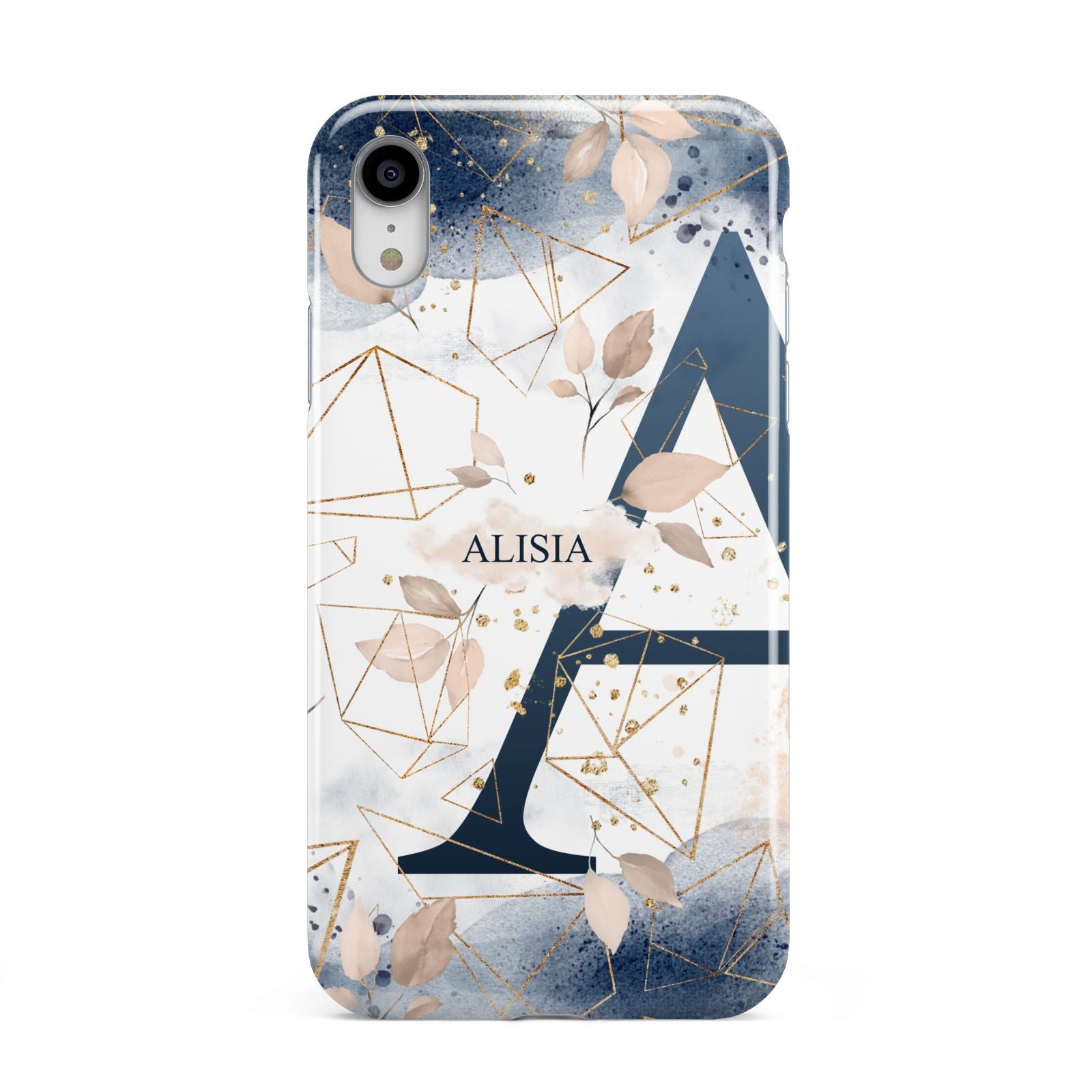 Personalised Watercolour Geometric Apple iPhone XR White 3D Tough Case