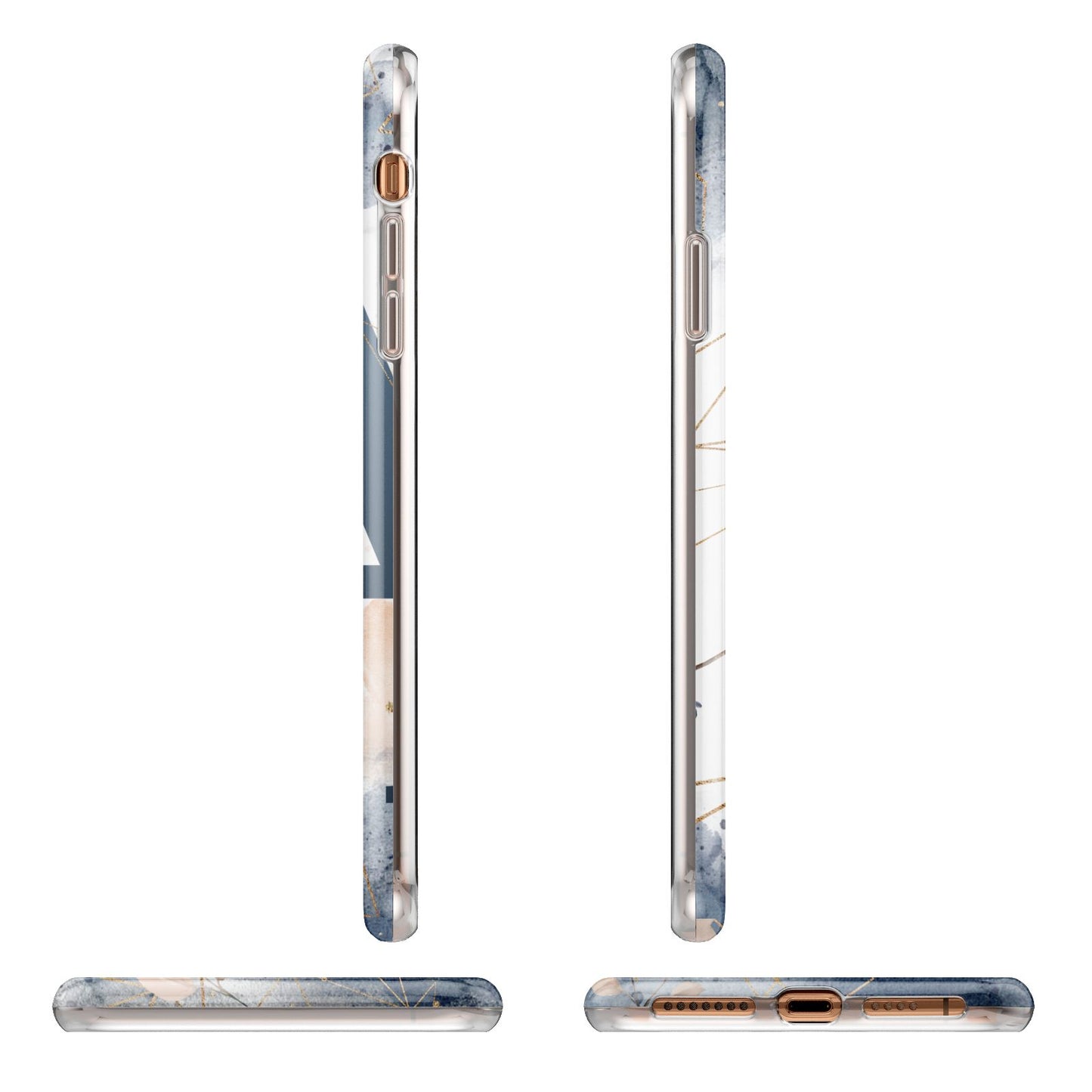 Personalised Watercolour Geometric Apple iPhone XS Max 3D Wrap Tough Case Alternative Image Angles