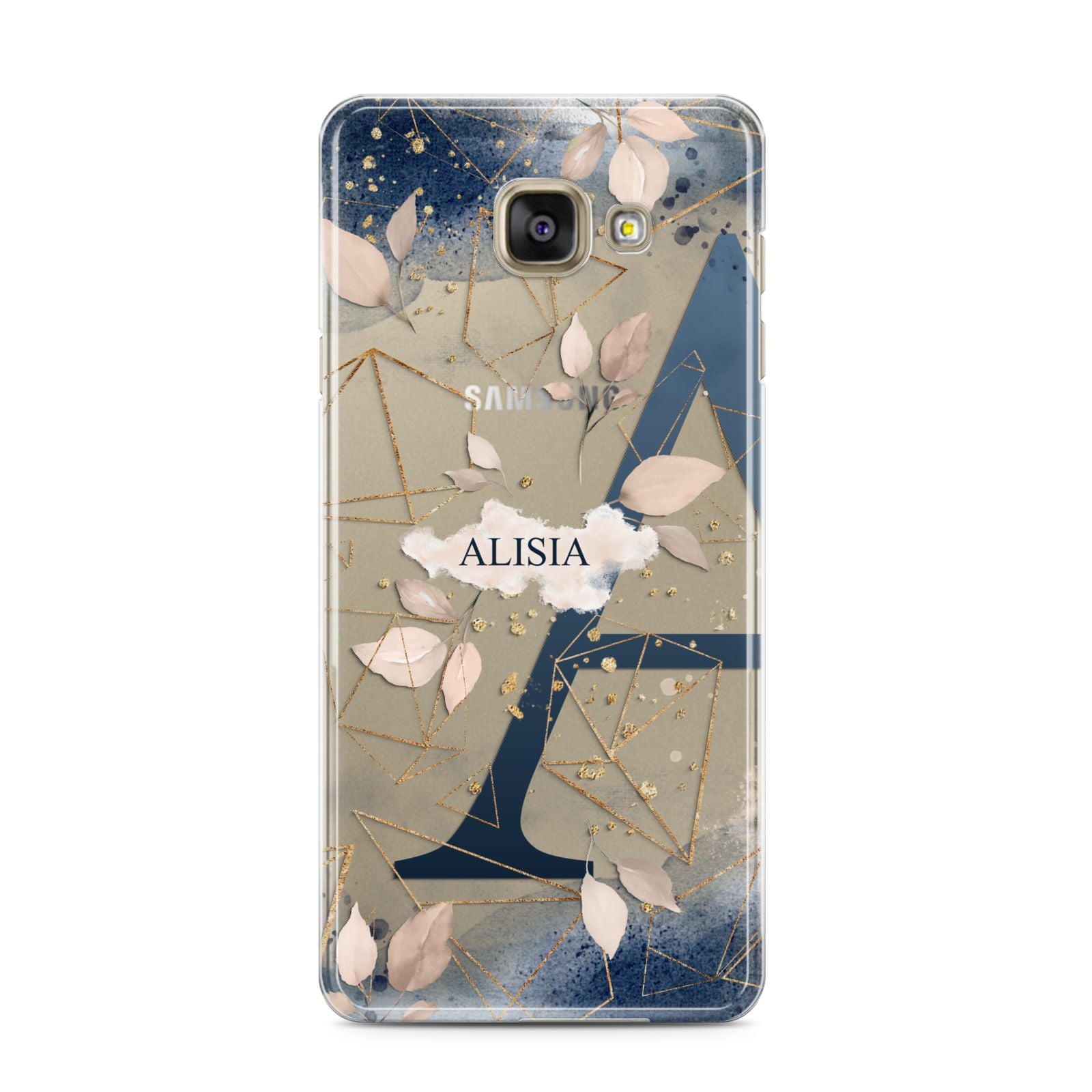 Personalised Watercolour Geometric Samsung Galaxy A3 2016 Case on gold phone