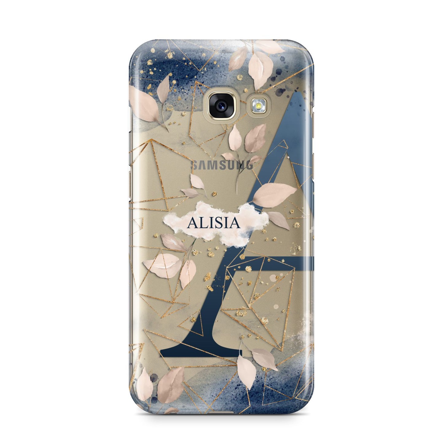 Personalised Watercolour Geometric Samsung Galaxy A3 2017 Case on gold phone