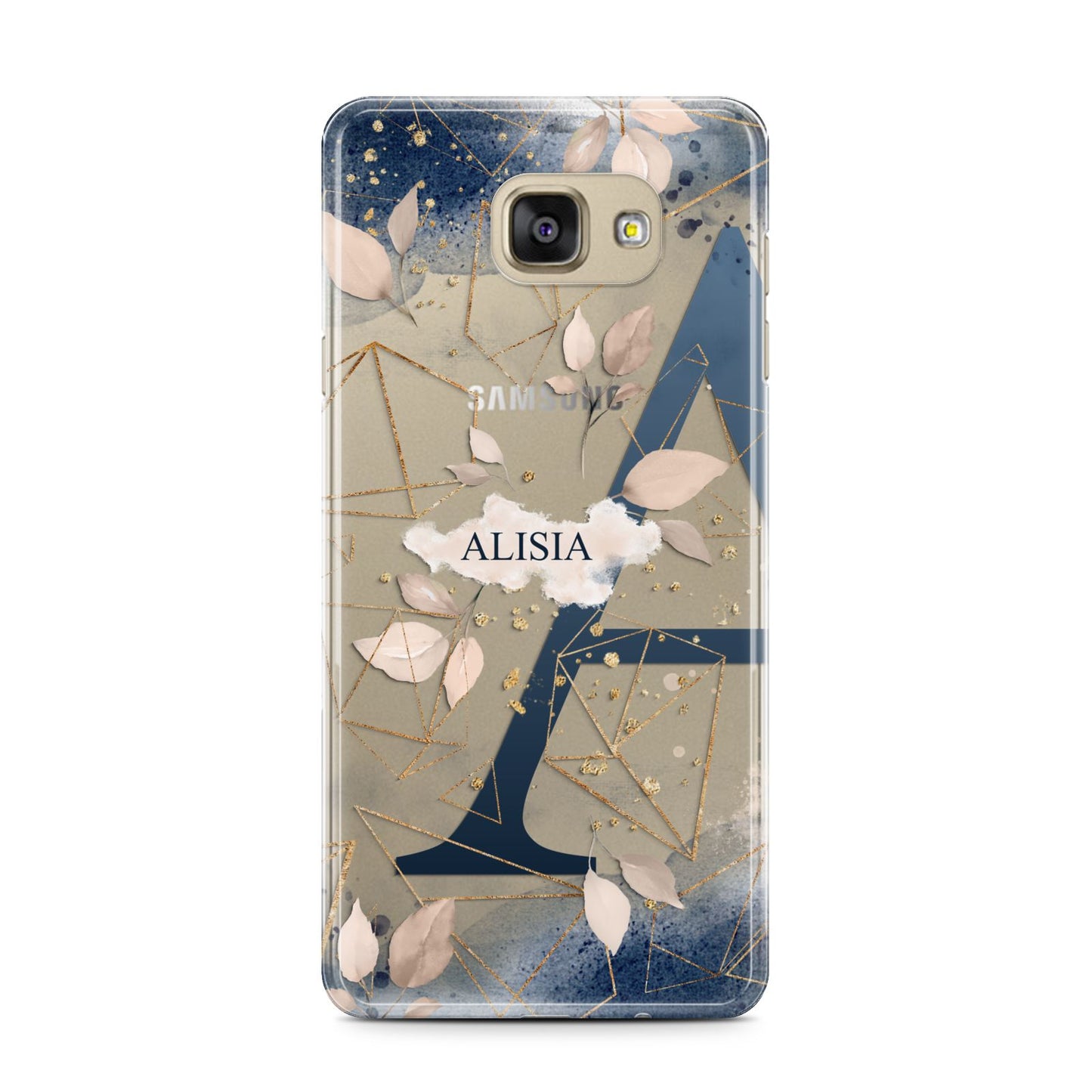 Personalised Watercolour Geometric Samsung Galaxy A7 2016 Case on gold phone