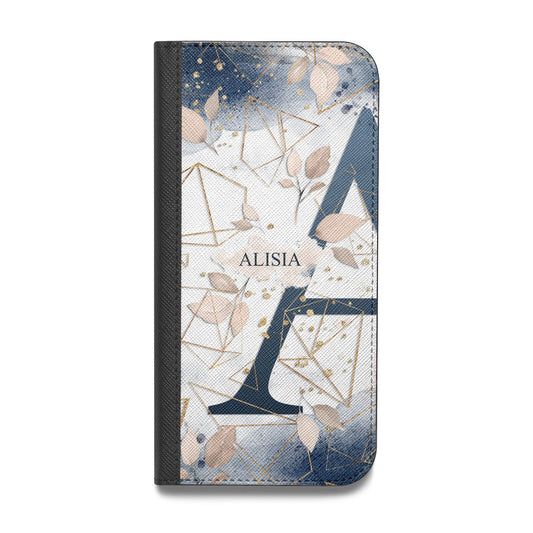 Personalised Watercolour Geometric Vegan Leather Flip Samsung Case