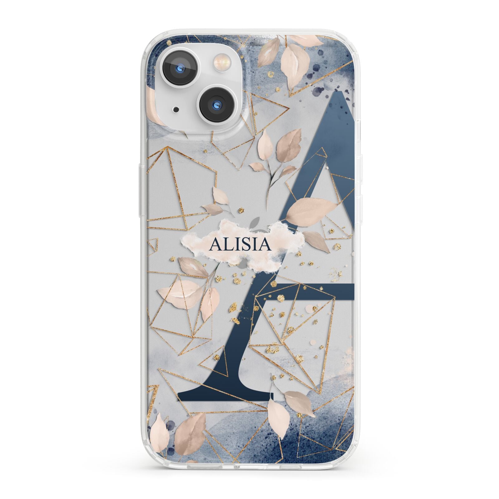 Personalised Watercolour Geometric iPhone 13 Clear Bumper Case