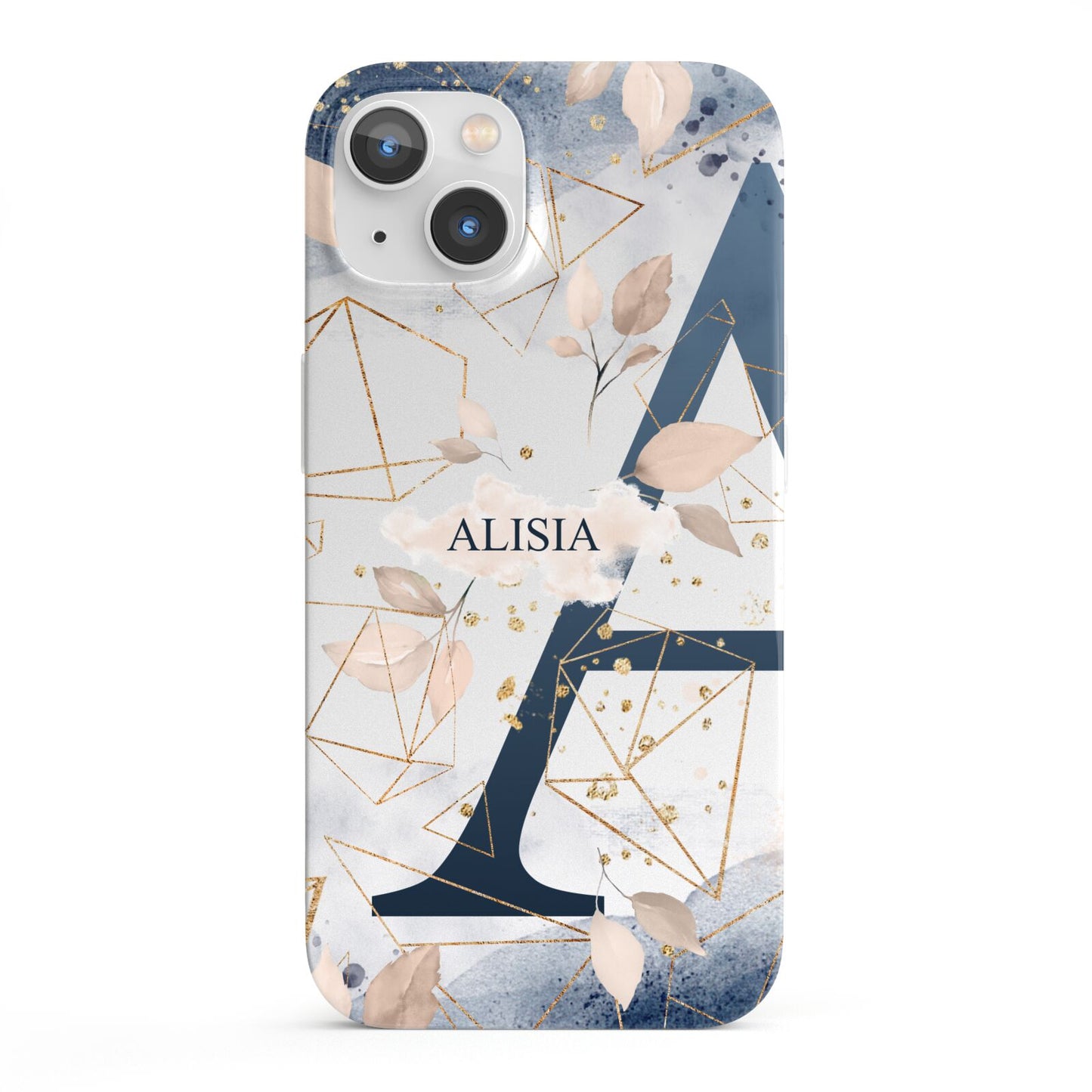 Personalised Watercolour Geometric iPhone 13 Full Wrap 3D Snap Case
