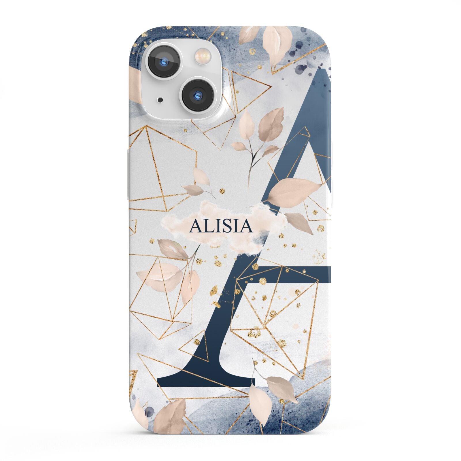 Personalised Watercolour Geometric iPhone 13 Full Wrap 3D Snap Case