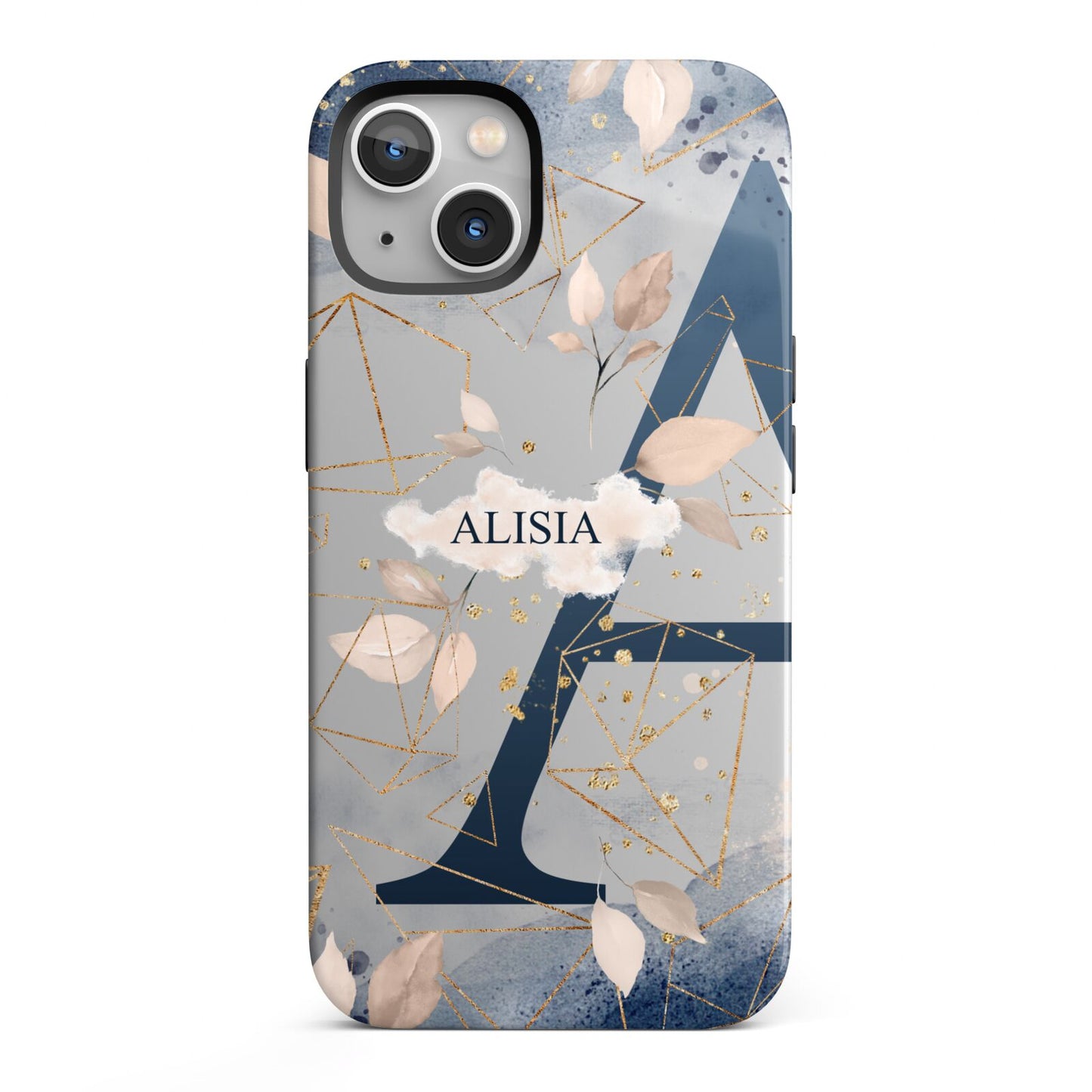 Personalised Watercolour Geometric iPhone 13 Full Wrap 3D Tough Case