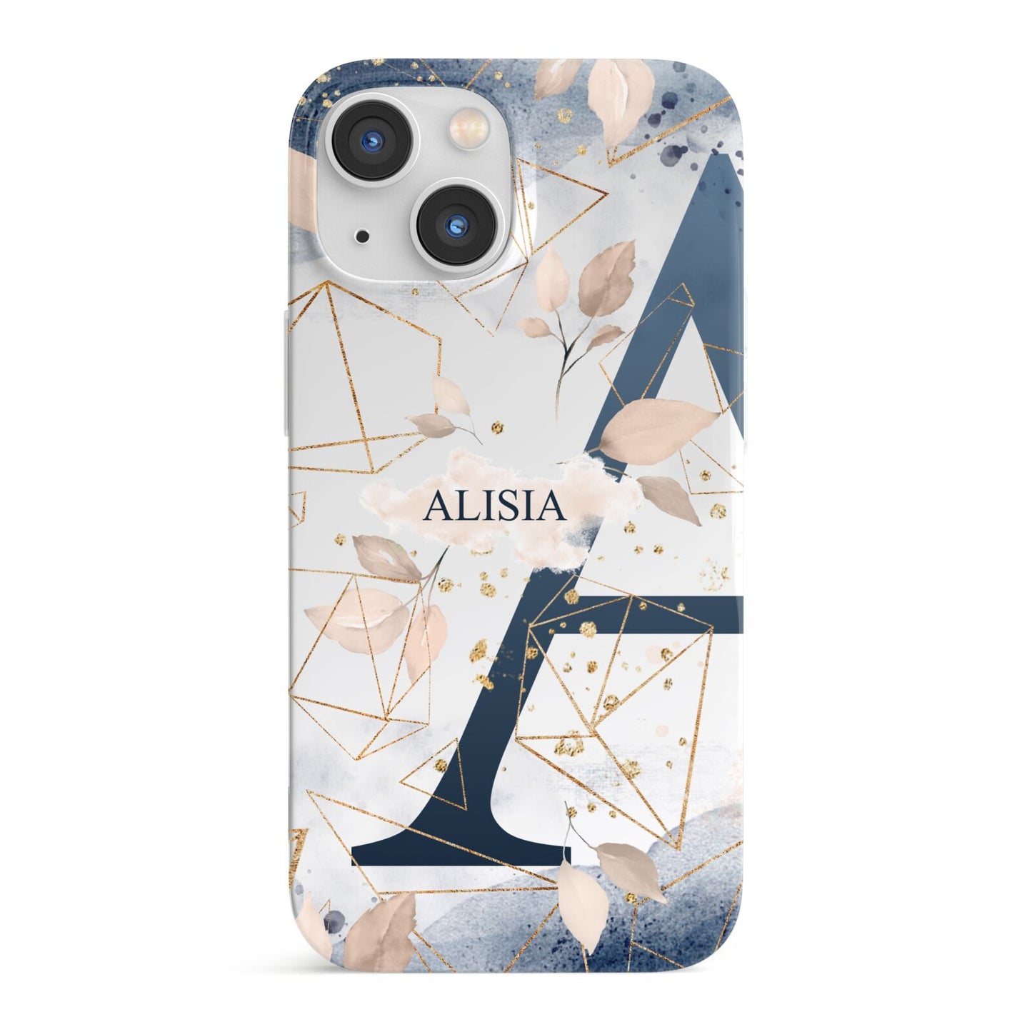 Personalised Watercolour Geometric iPhone 13 Mini Full Wrap 3D Snap Case