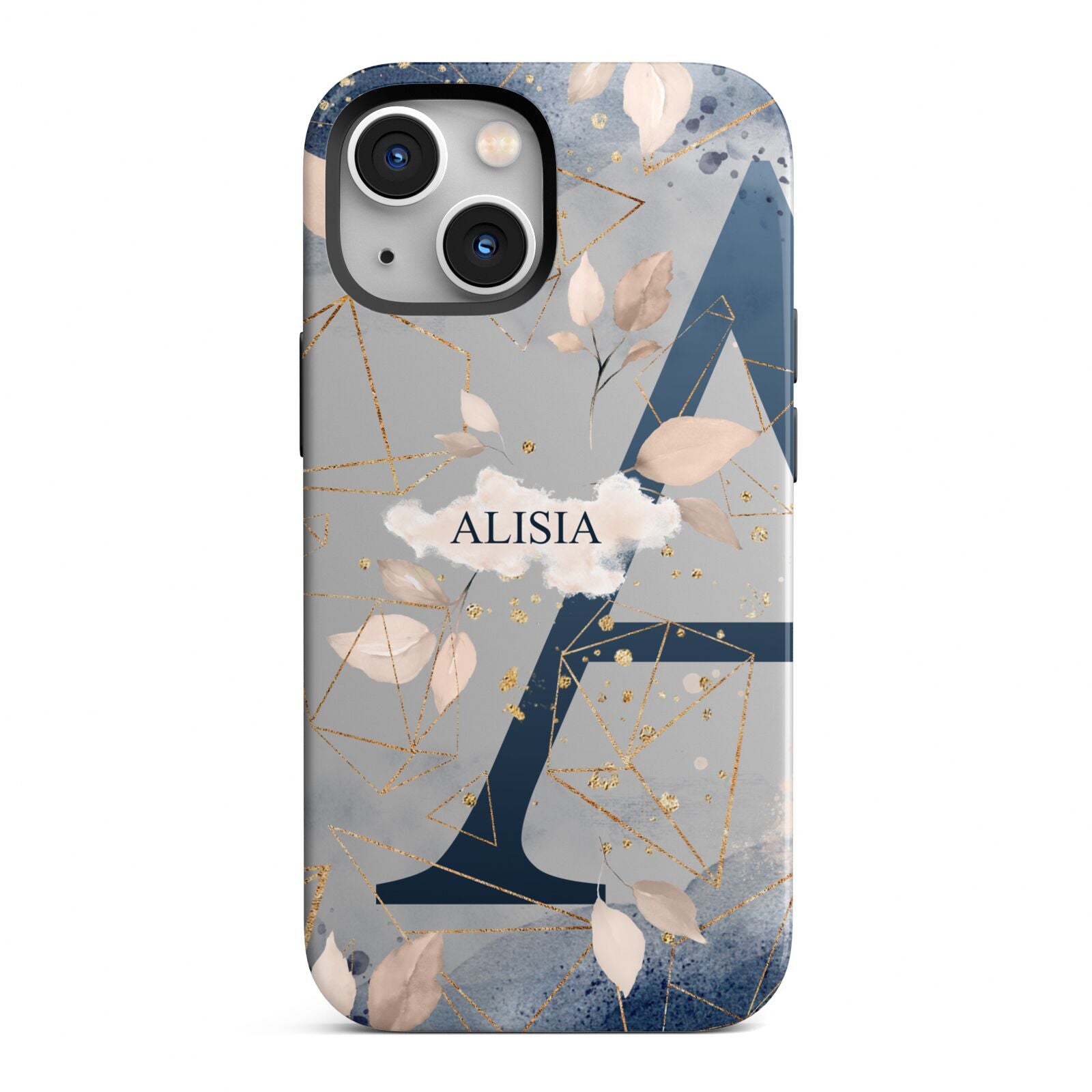 Personalised Watercolour Geometric iPhone 13 Mini Full Wrap 3D Tough Case