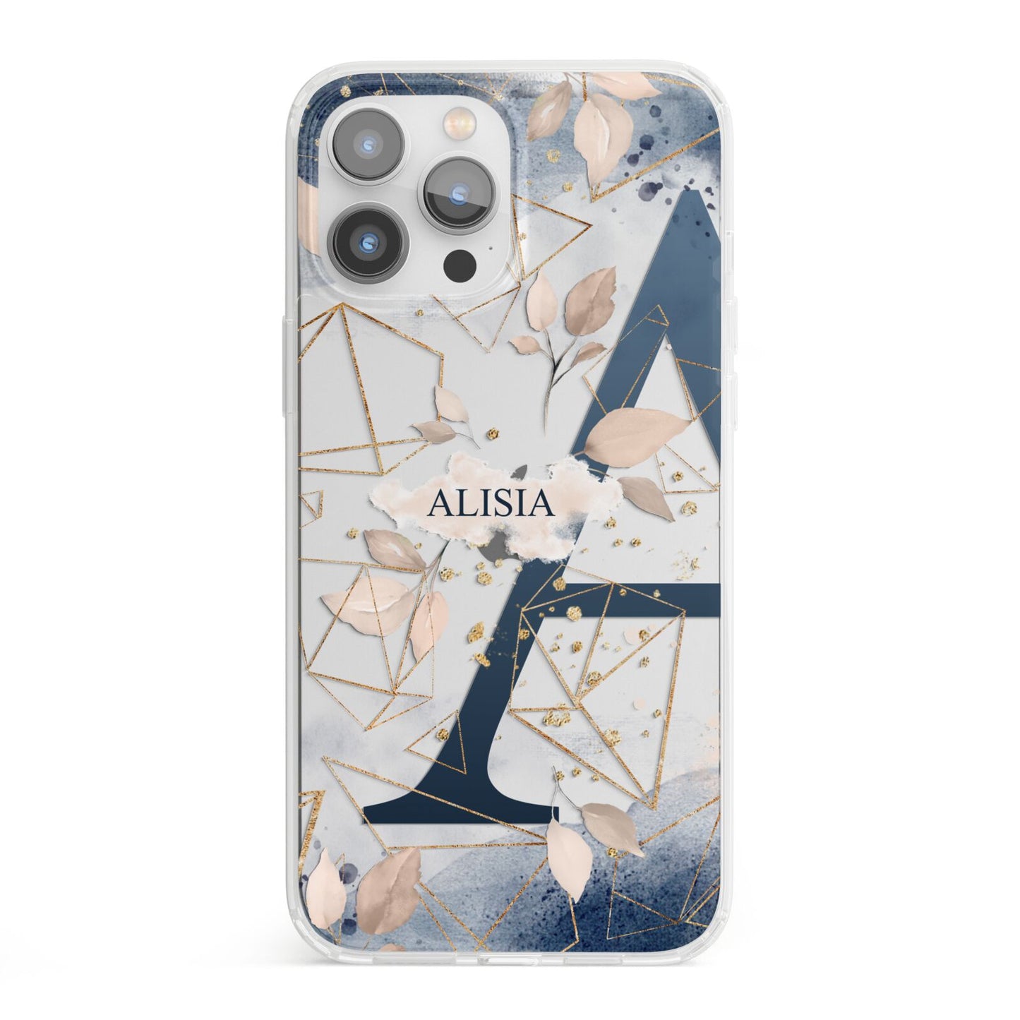 Personalised Watercolour Geometric iPhone 13 Pro Max Clear Bumper Case