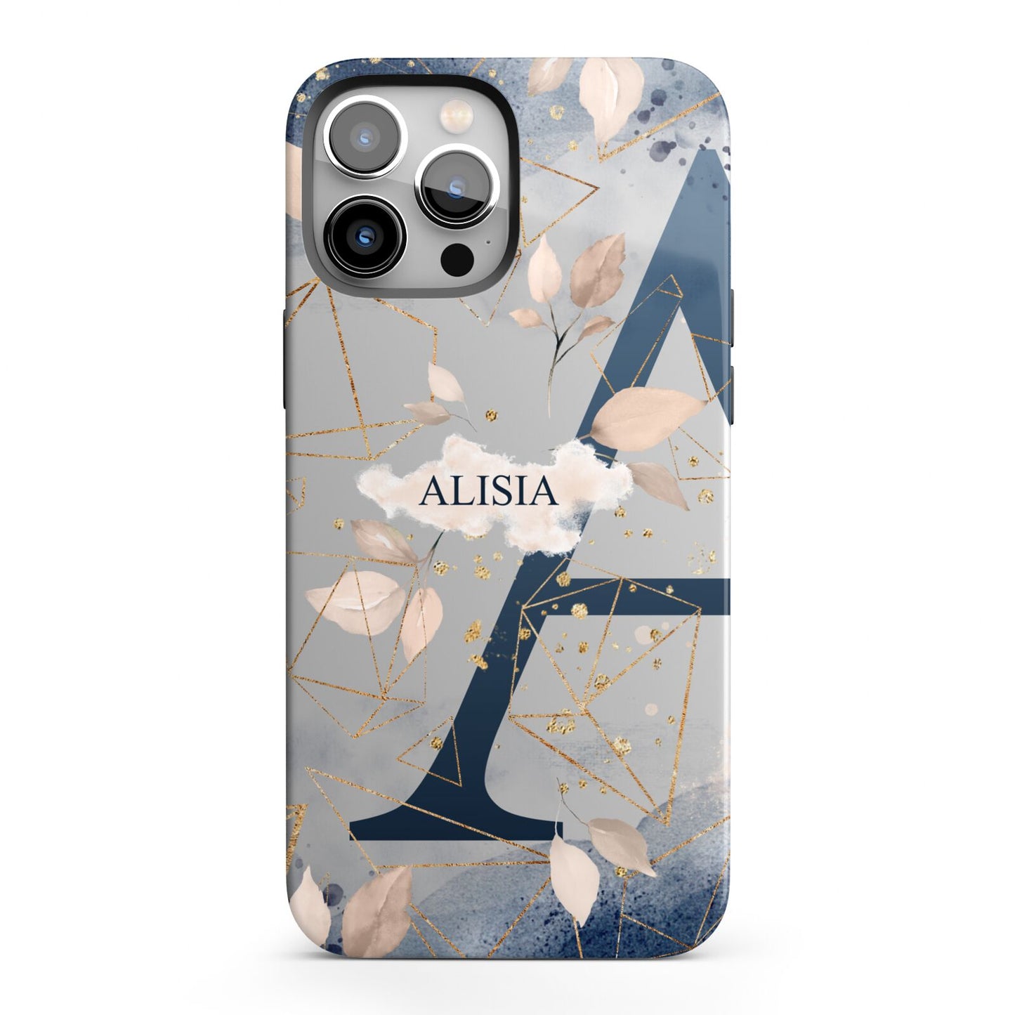 Personalised Watercolour Geometric iPhone 13 Pro Max Full Wrap 3D Tough Case