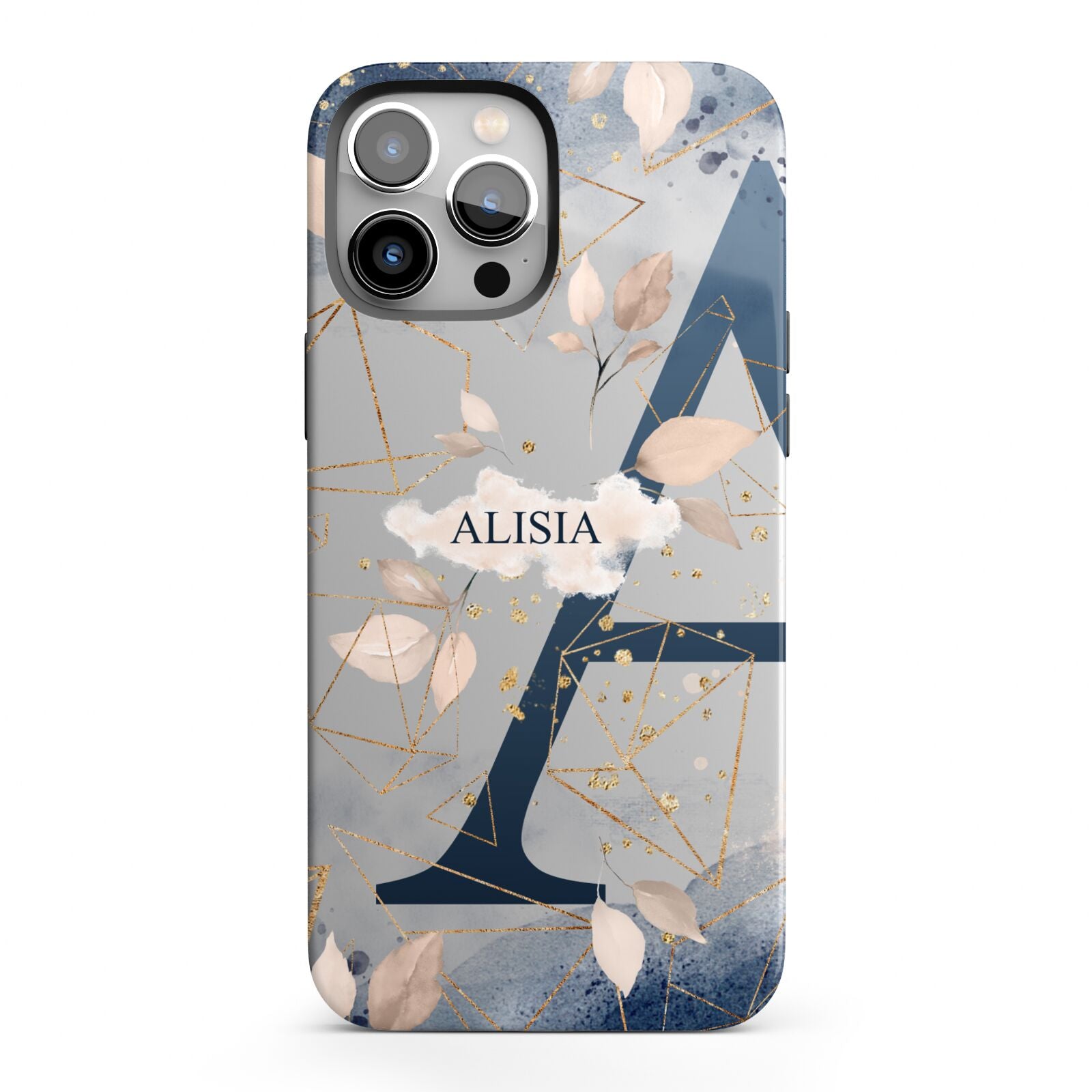 Personalised Watercolour Geometric iPhone 13 Pro Max Full Wrap 3D Tough Case