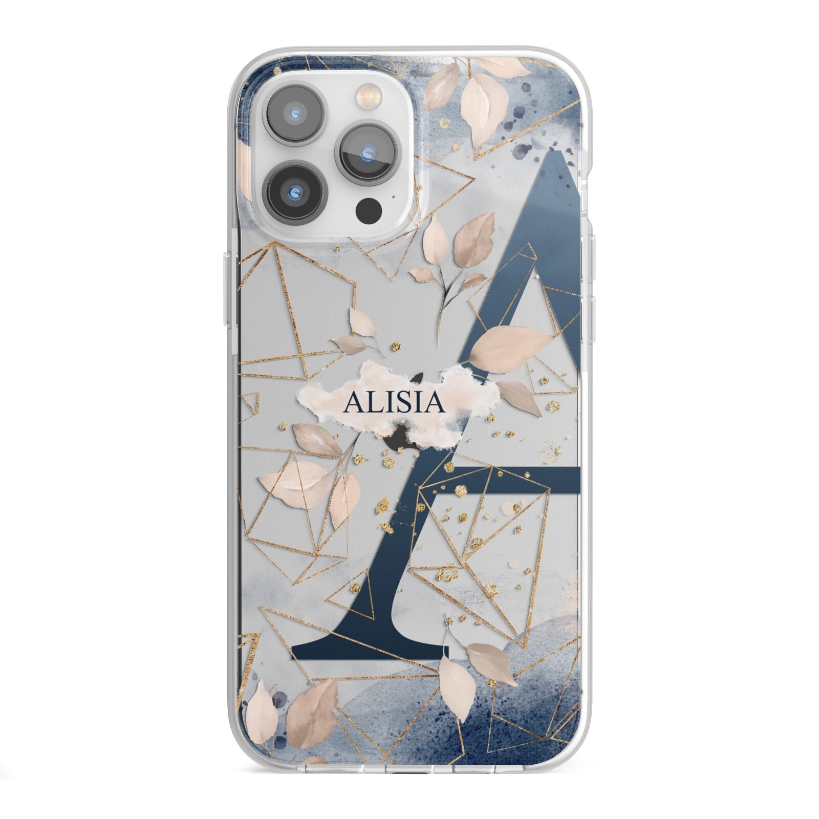 Personalised Watercolour Geometric iPhone 13 Pro Max TPU Impact Case with White Edges