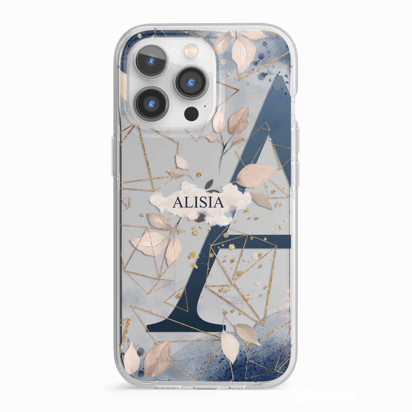 Personalised Watercolour Geometric iPhone 13 Pro TPU Impact Case with White Edges