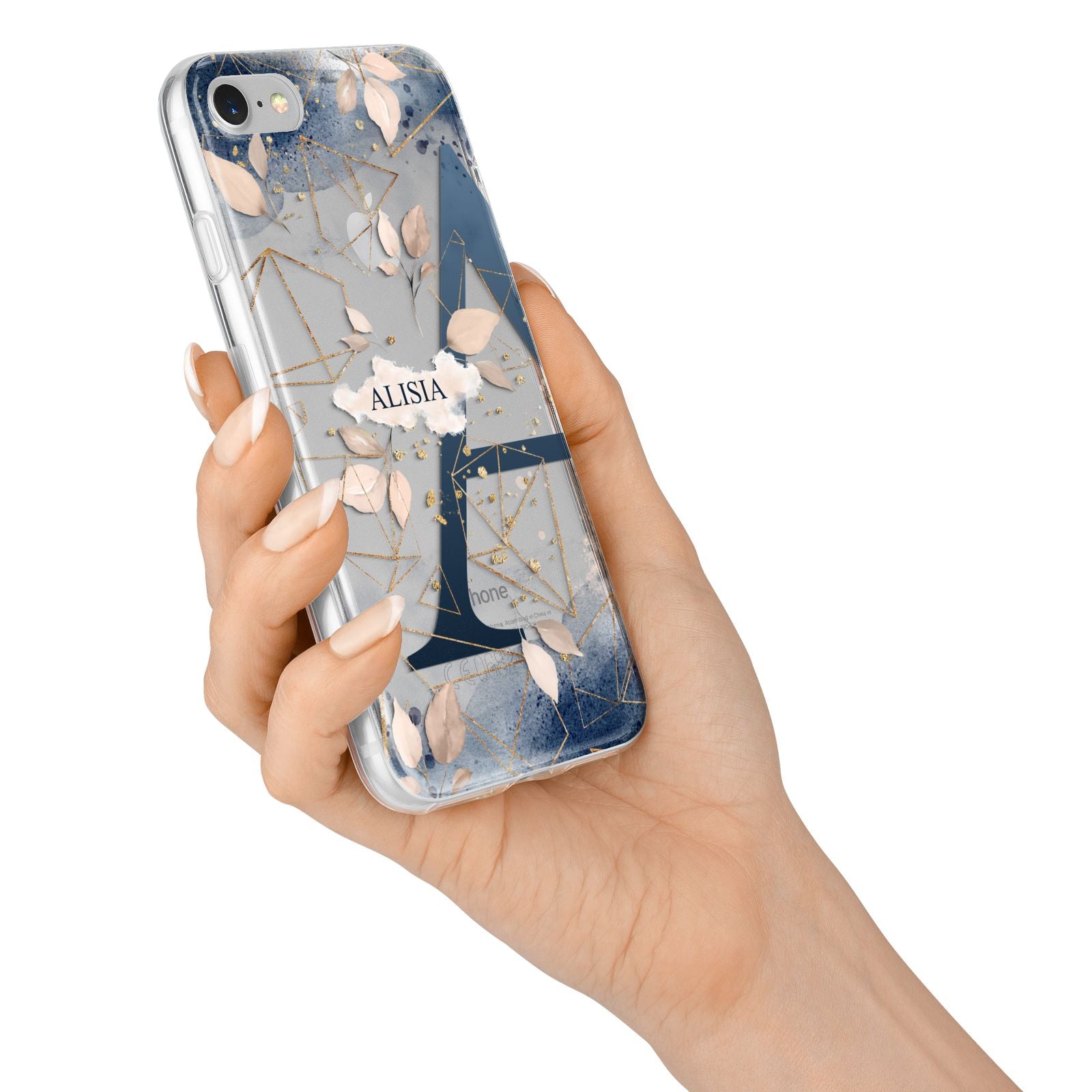 Personalised Watercolour Geometric iPhone 7 Bumper Case on Silver iPhone Alternative Image