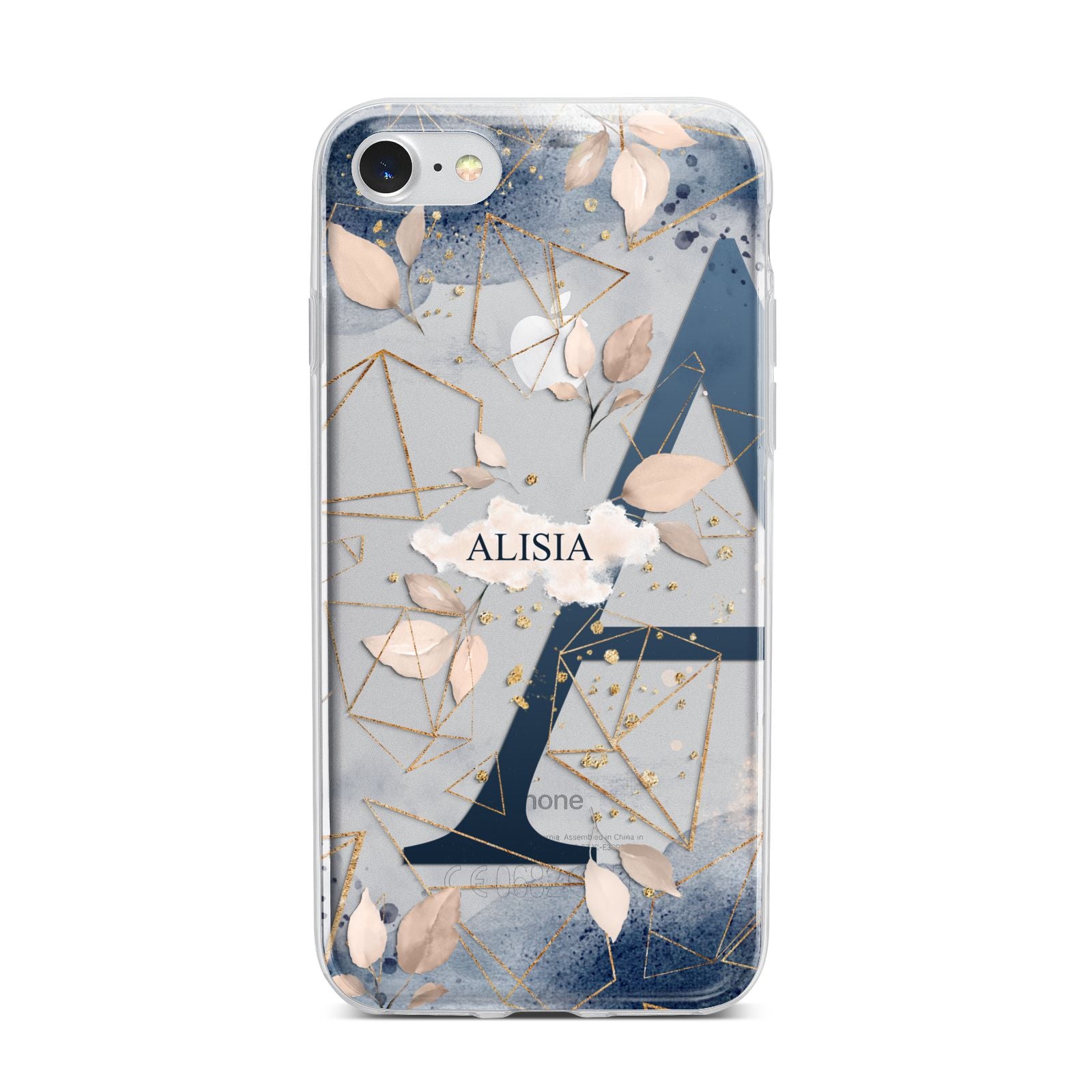 Personalised Watercolour Geometric iPhone 7 Bumper Case on Silver iPhone