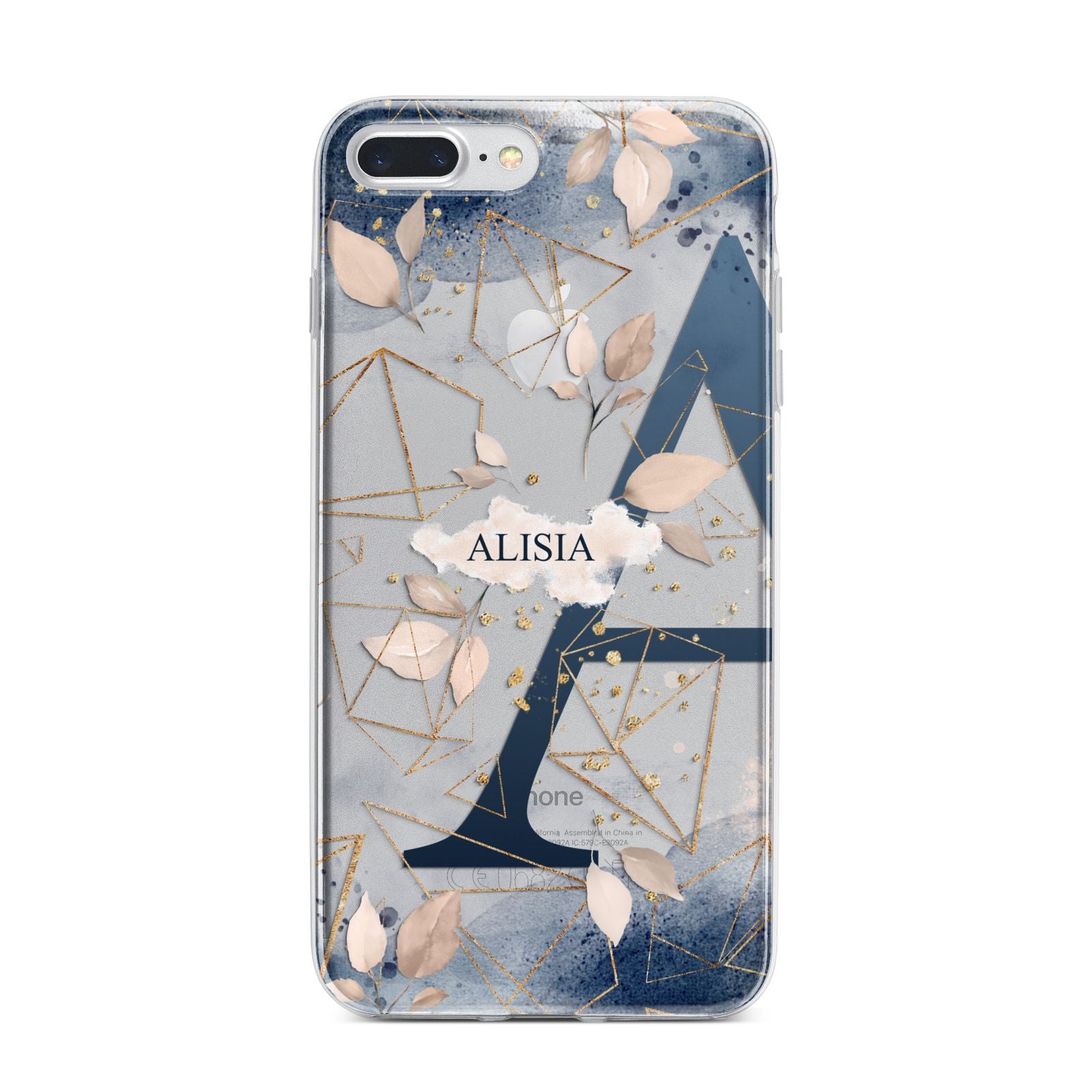 Personalised Watercolour Geometric iPhone 7 Plus Bumper Case on Silver iPhone