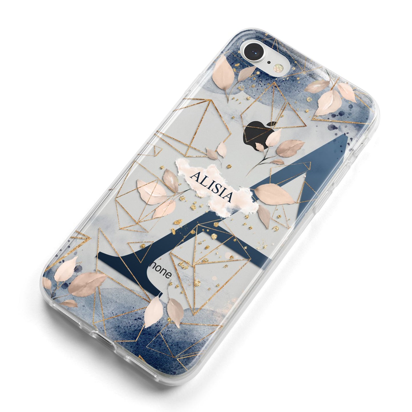 Personalised Watercolour Geometric iPhone 8 Bumper Case on Silver iPhone Alternative Image