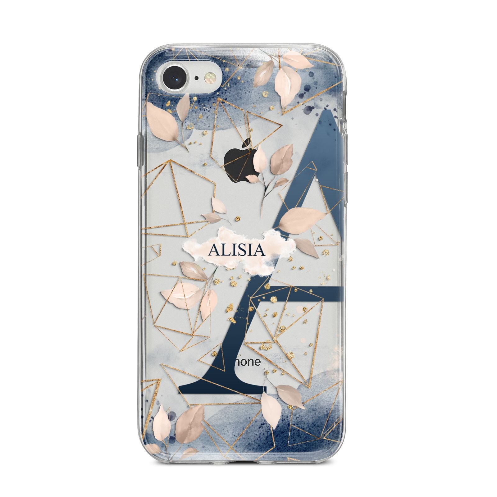 Personalised Watercolour Geometric iPhone 8 Bumper Case on Silver iPhone