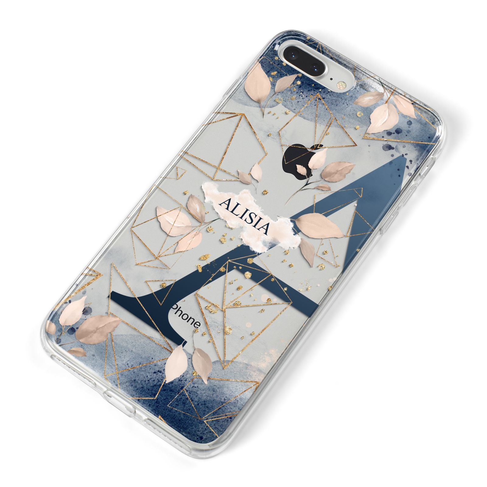 Personalised Watercolour Geometric iPhone 8 Plus Bumper Case on Silver iPhone Alternative Image