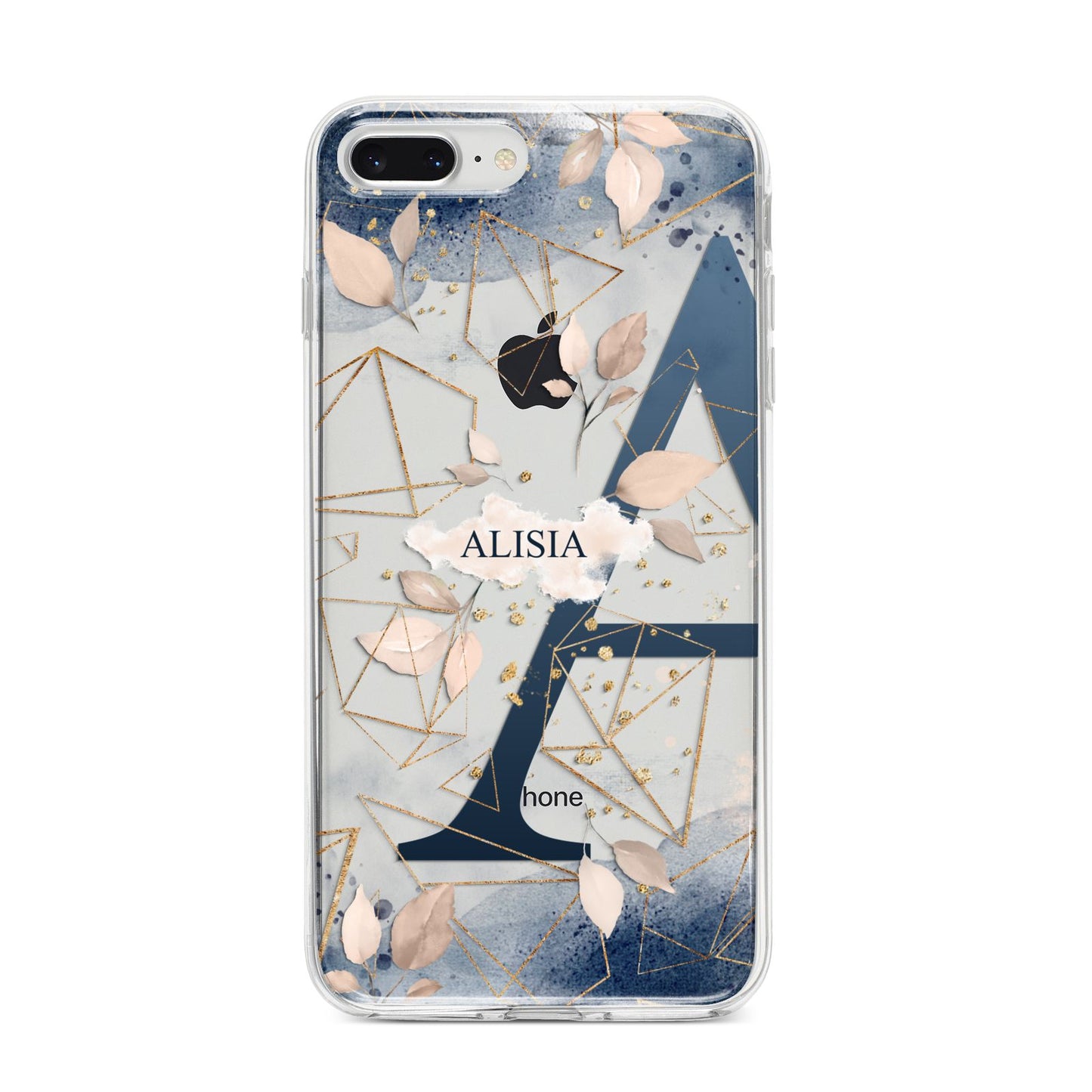 Personalised Watercolour Geometric iPhone 8 Plus Bumper Case on Silver iPhone