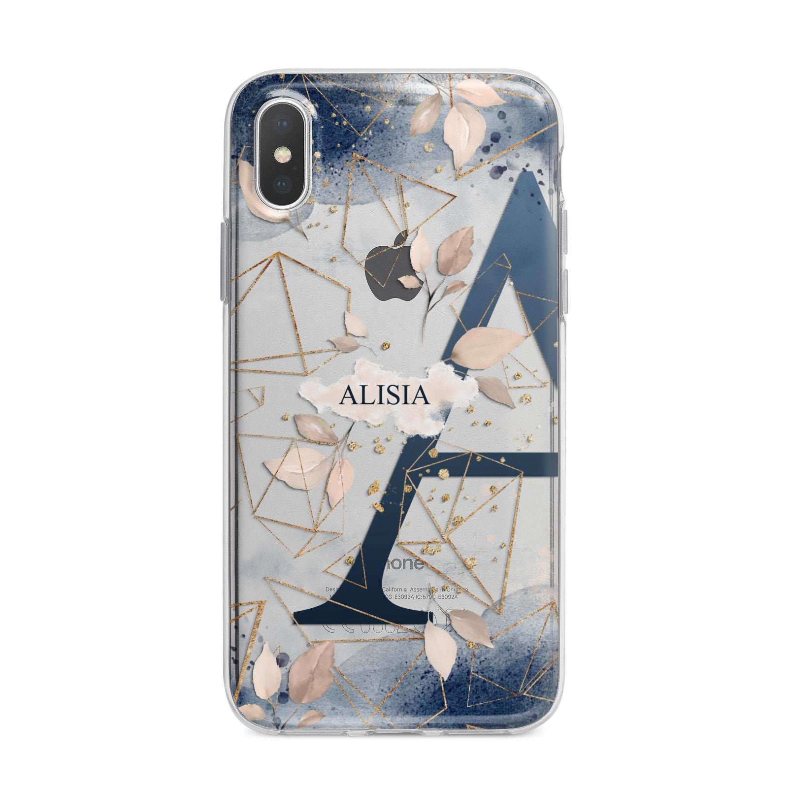 Personalised Watercolour Geometric iPhone X Bumper Case on Silver iPhone Alternative Image 1