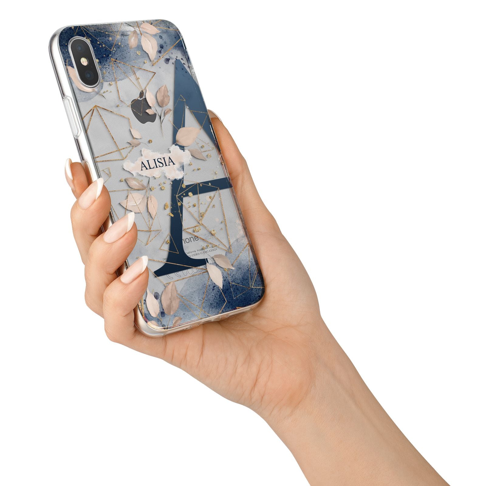 Personalised Watercolour Geometric iPhone X Bumper Case on Silver iPhone Alternative Image 2