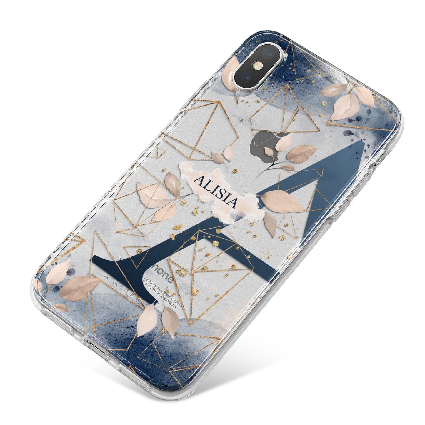 Personalised Watercolour Geometric iPhone X Bumper Case on Silver iPhone