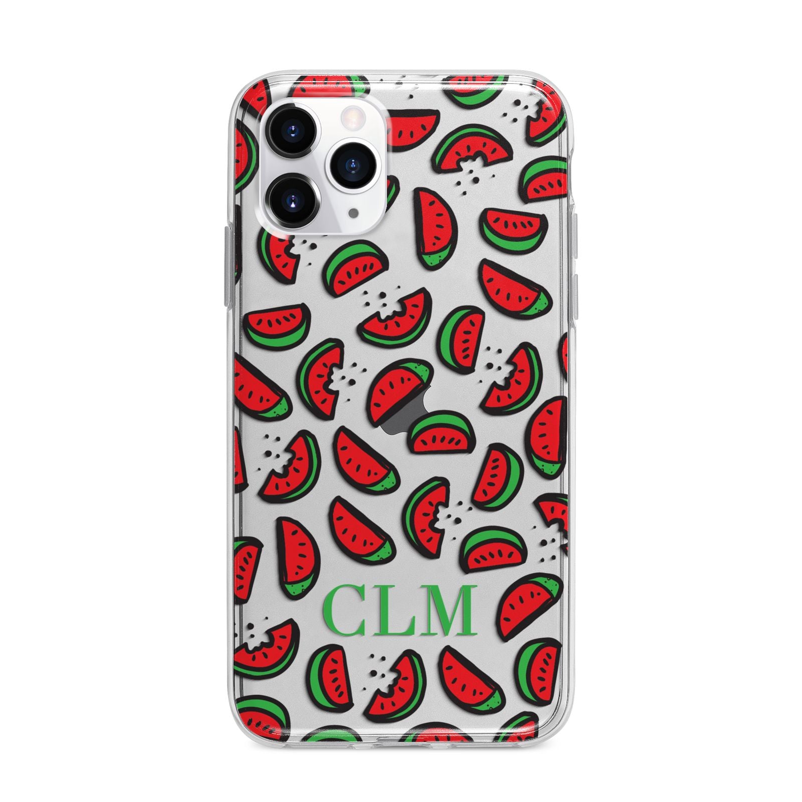 Personalised Watermelon Initials Apple iPhone 11 Pro Max in Silver with Bumper Case