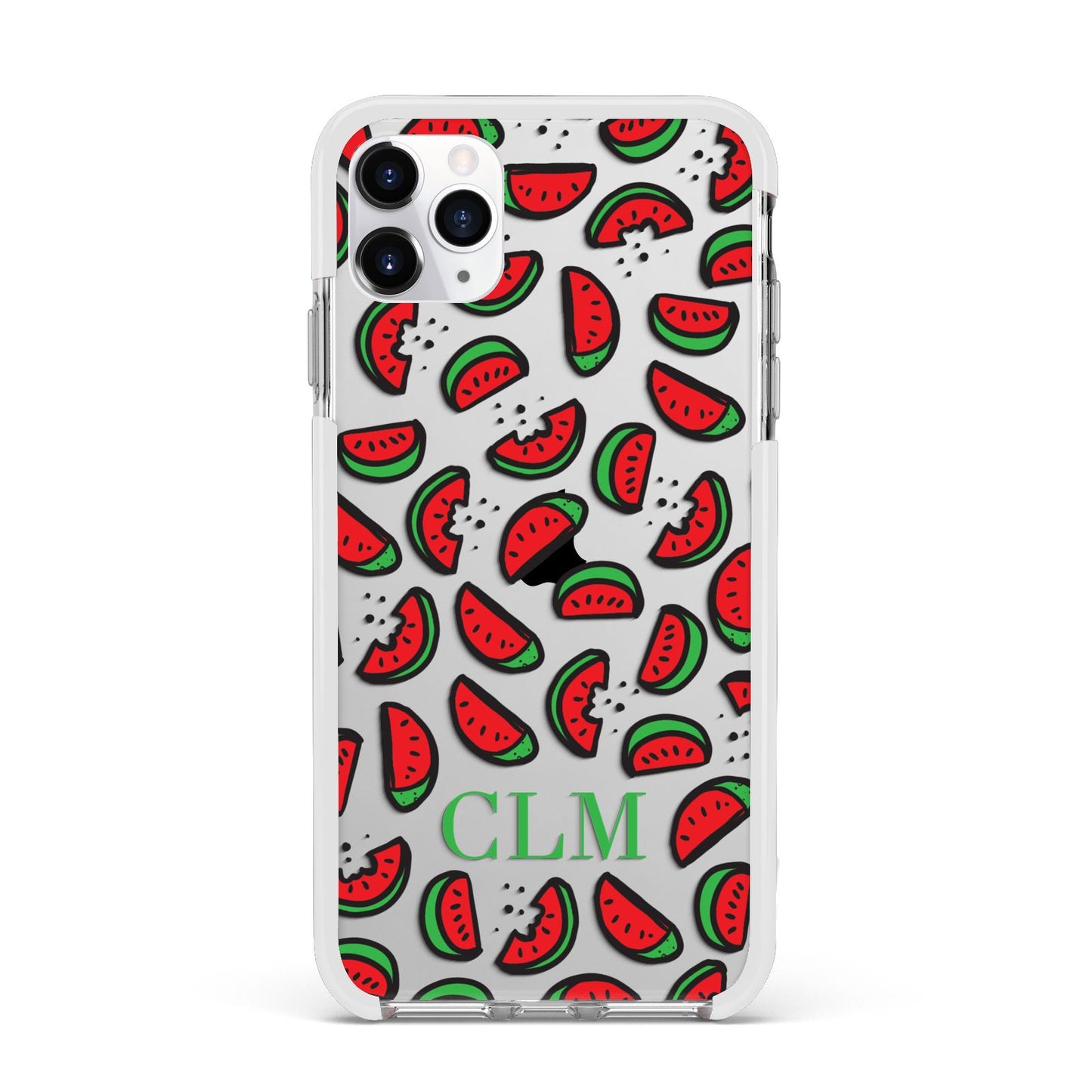 Personalised Watermelon Initials Apple iPhone 11 Pro Max in Silver with White Impact Case