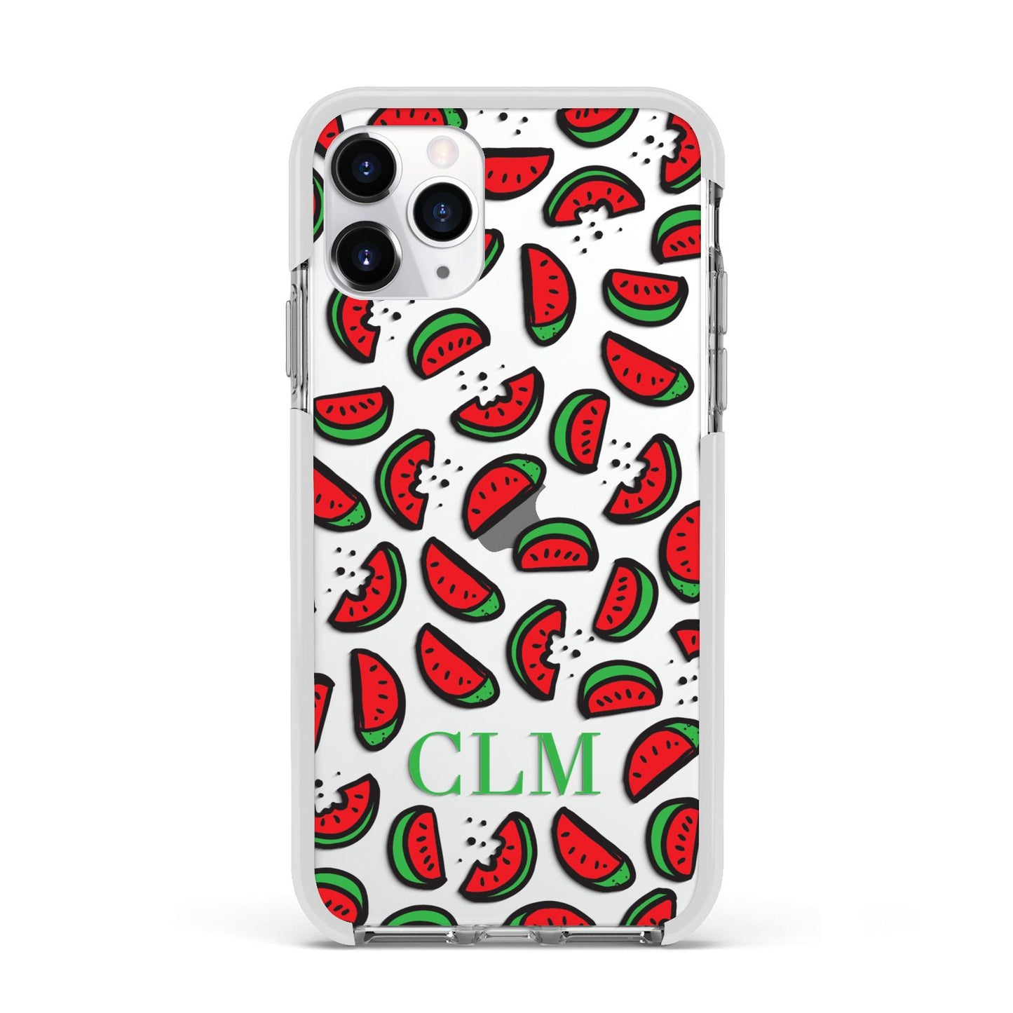 Personalised Watermelon Initials Apple iPhone 11 Pro in Silver with White Impact Case