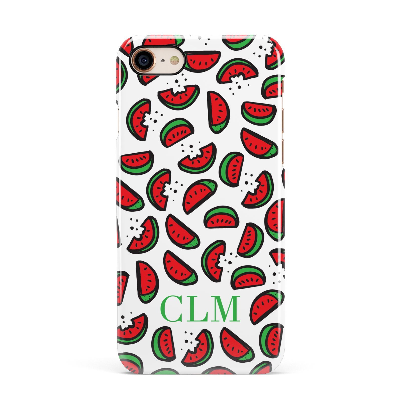 Personalised Watermelon Initials Apple iPhone 7 8 3D Snap Case