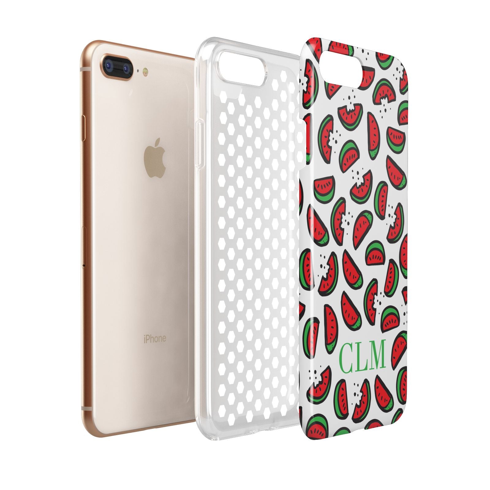 Personalised Watermelon Initials Apple iPhone 7 8 Plus 3D Tough Case Expanded View
