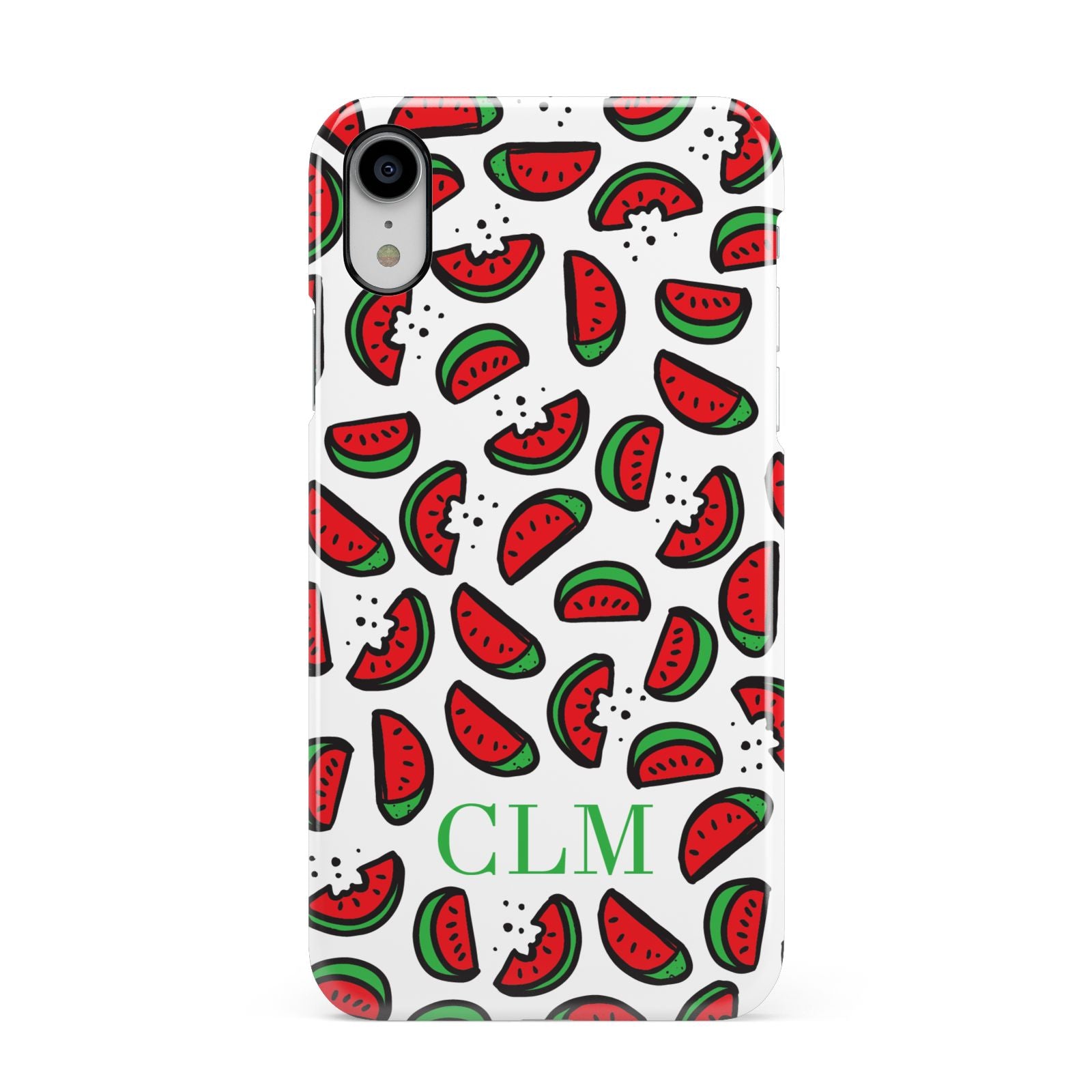 Personalised Watermelon Initials Apple iPhone XR White 3D Snap Case