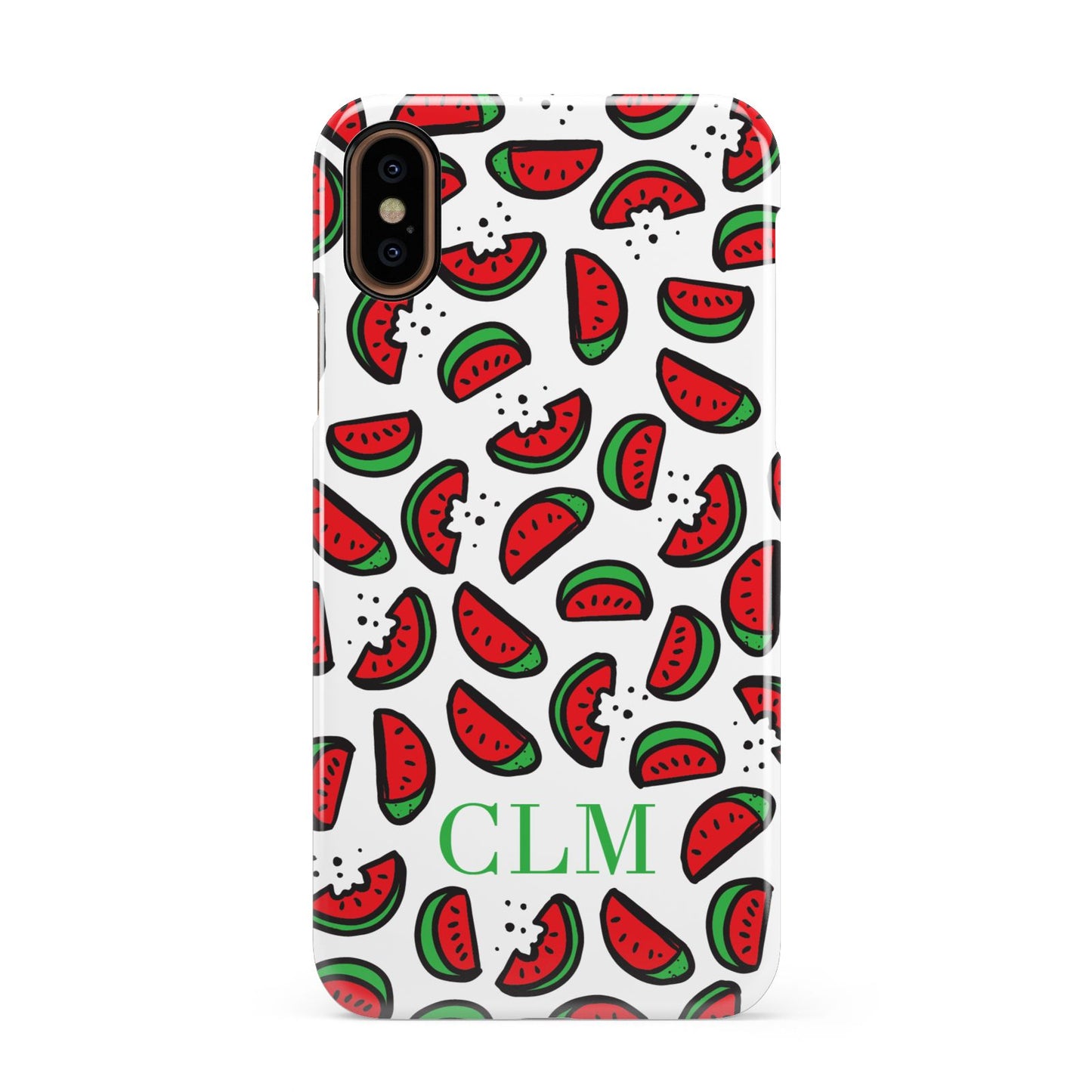 Personalised Watermelon Initials Apple iPhone XS 3D Snap Case