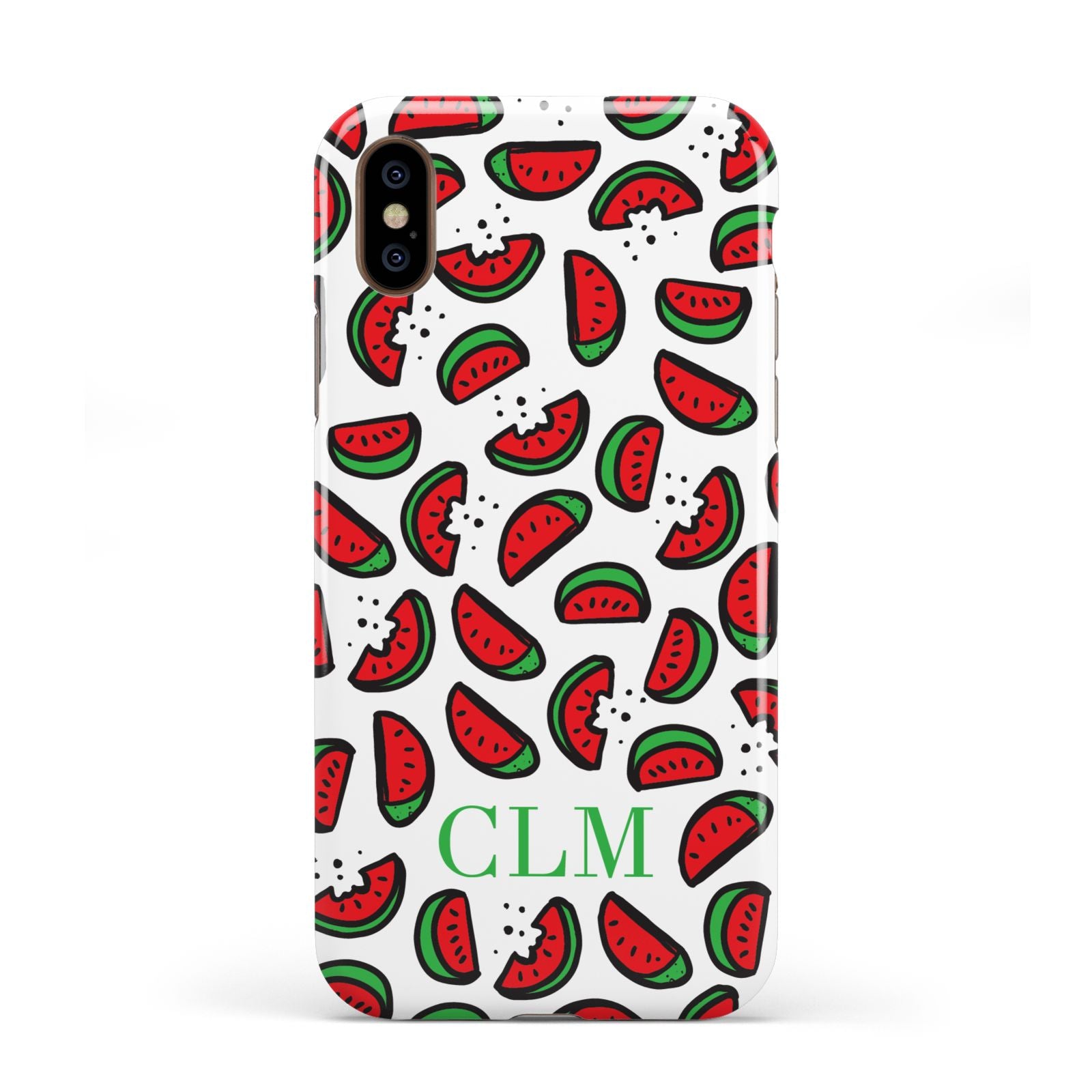 Personalised Watermelon Initials Apple iPhone XS 3D Tough