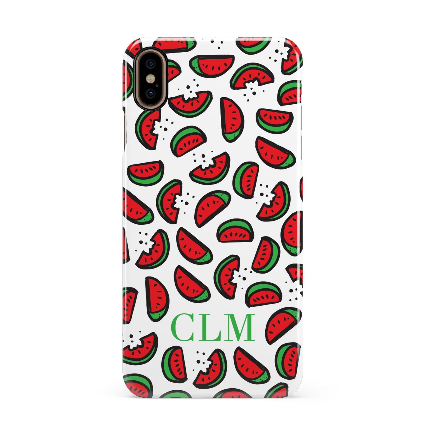 Personalised Watermelon Initials Apple iPhone Xs Max 3D Snap Case