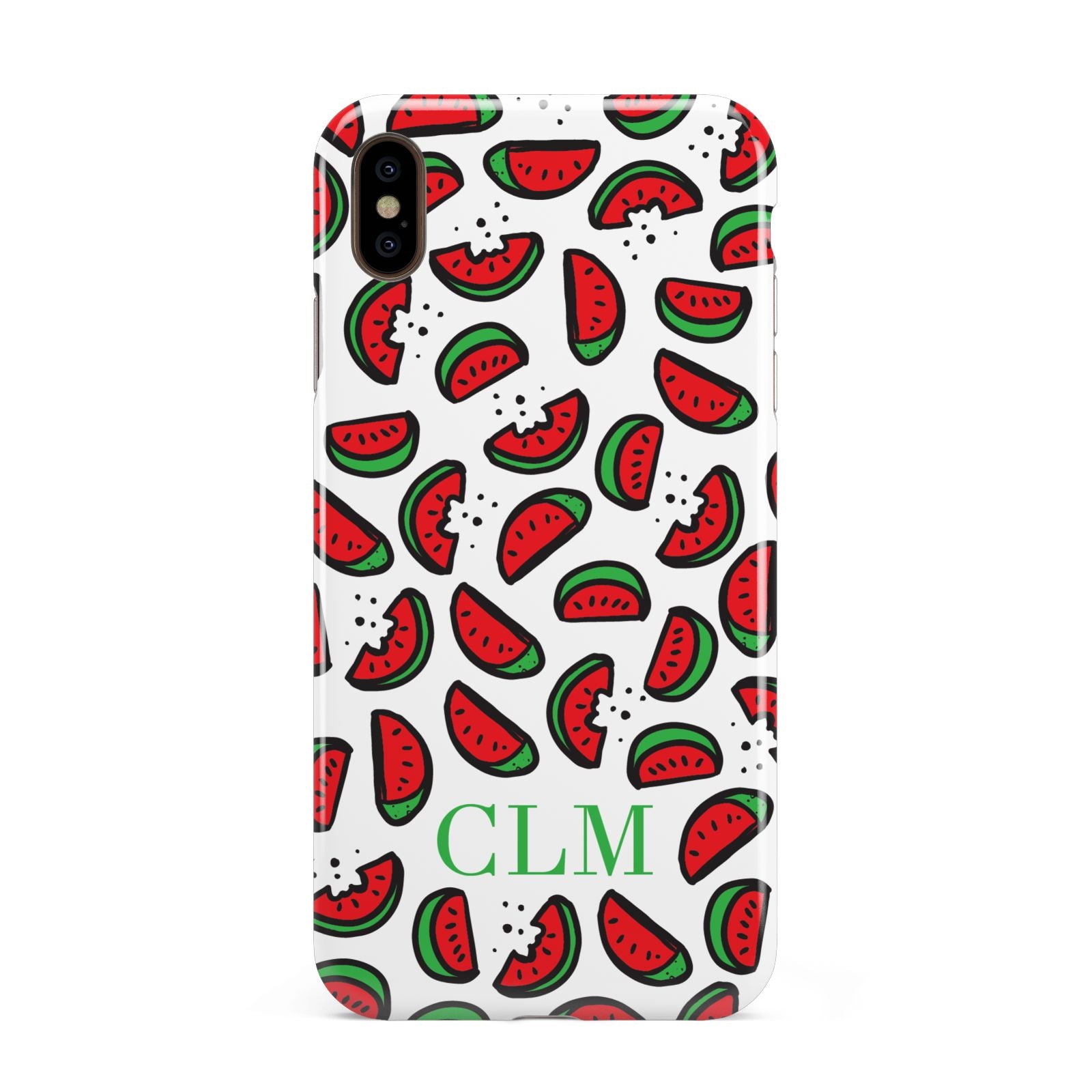 Personalised Watermelon Initials Apple iPhone Xs Max 3D Tough Case