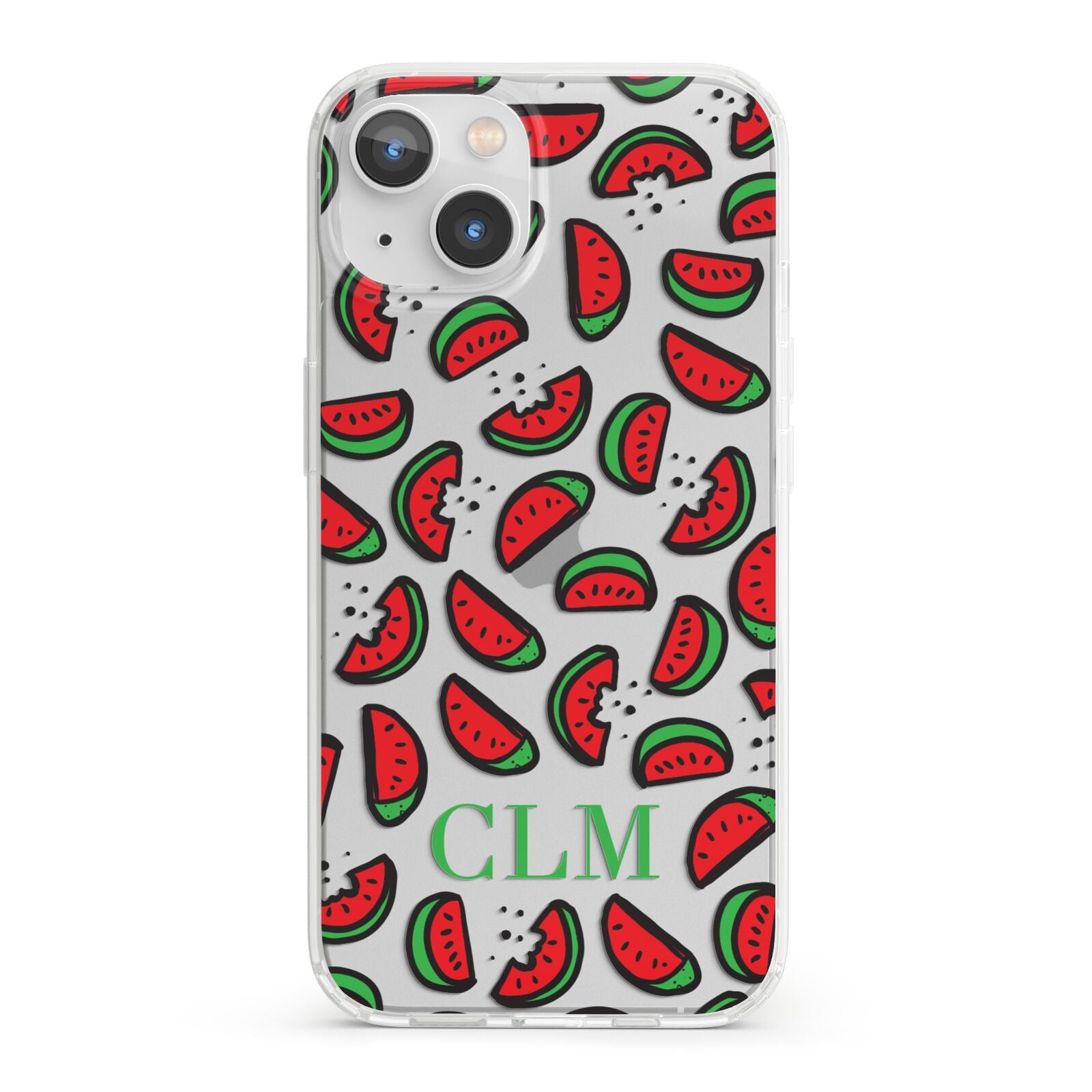 Personalised Watermelon Initials iPhone 13 Clear Bumper Case