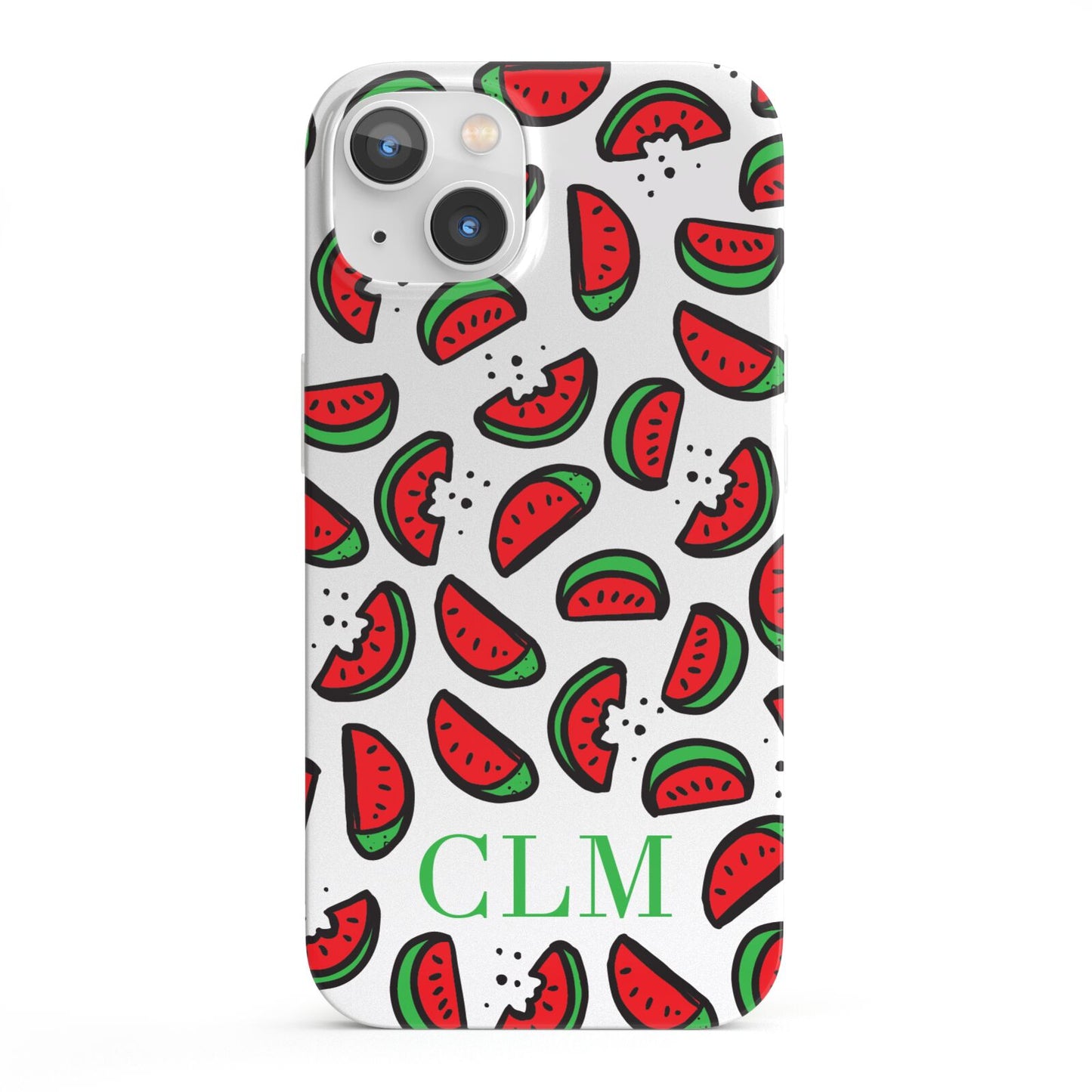 Personalised Watermelon Initials iPhone 13 Full Wrap 3D Snap Case